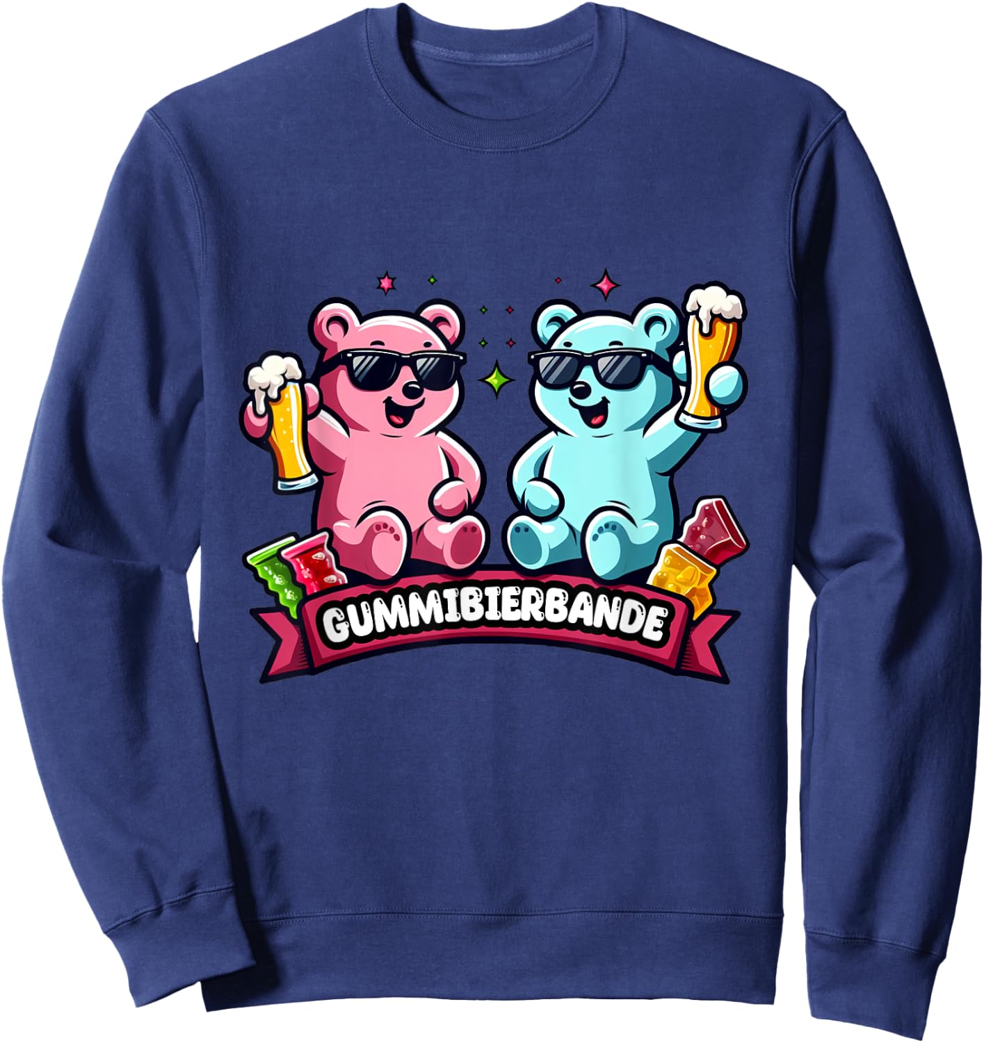 Rubber Beer Bande, Gummy Bears, Malle Party, JGA , black Sweatshirt - Sweatshirt | Navy
