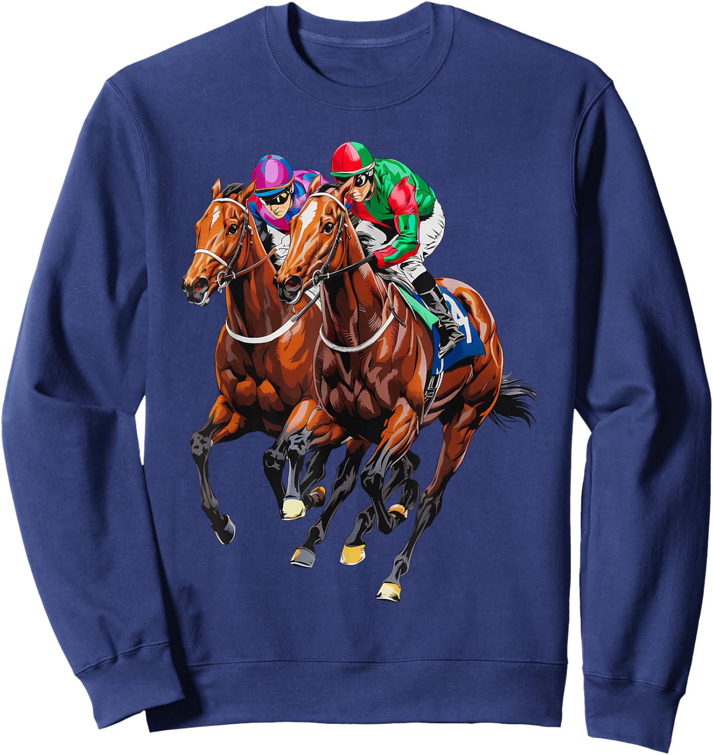 Funny Horse Racing Jockey Racer Derby Rider Race Track Sweatshirt - Sweatshirt | Navy