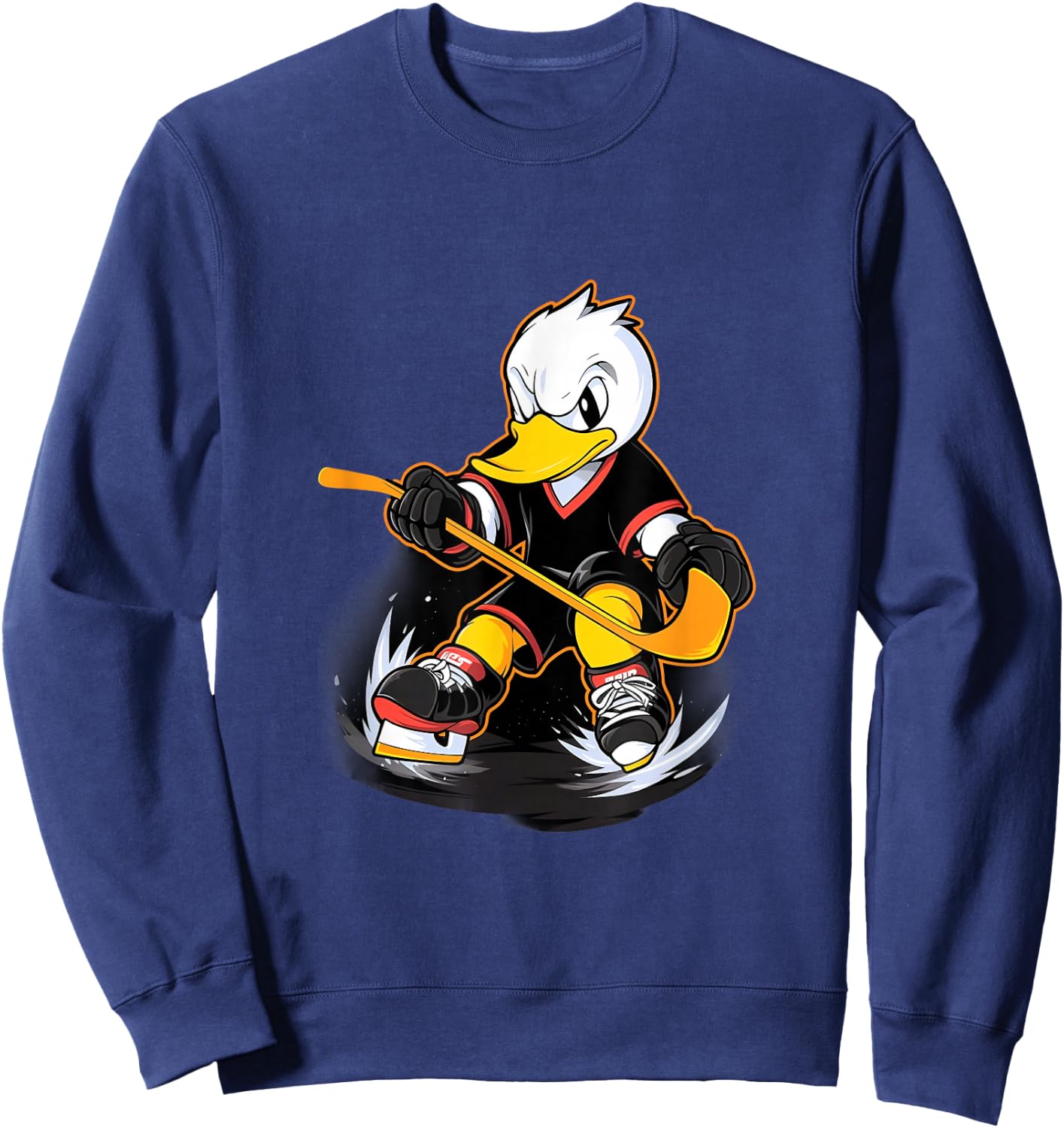Duck Ice Hockey Player Hockey Stick Goalkeeper Sweatshirt - Sweatshirt | Navy