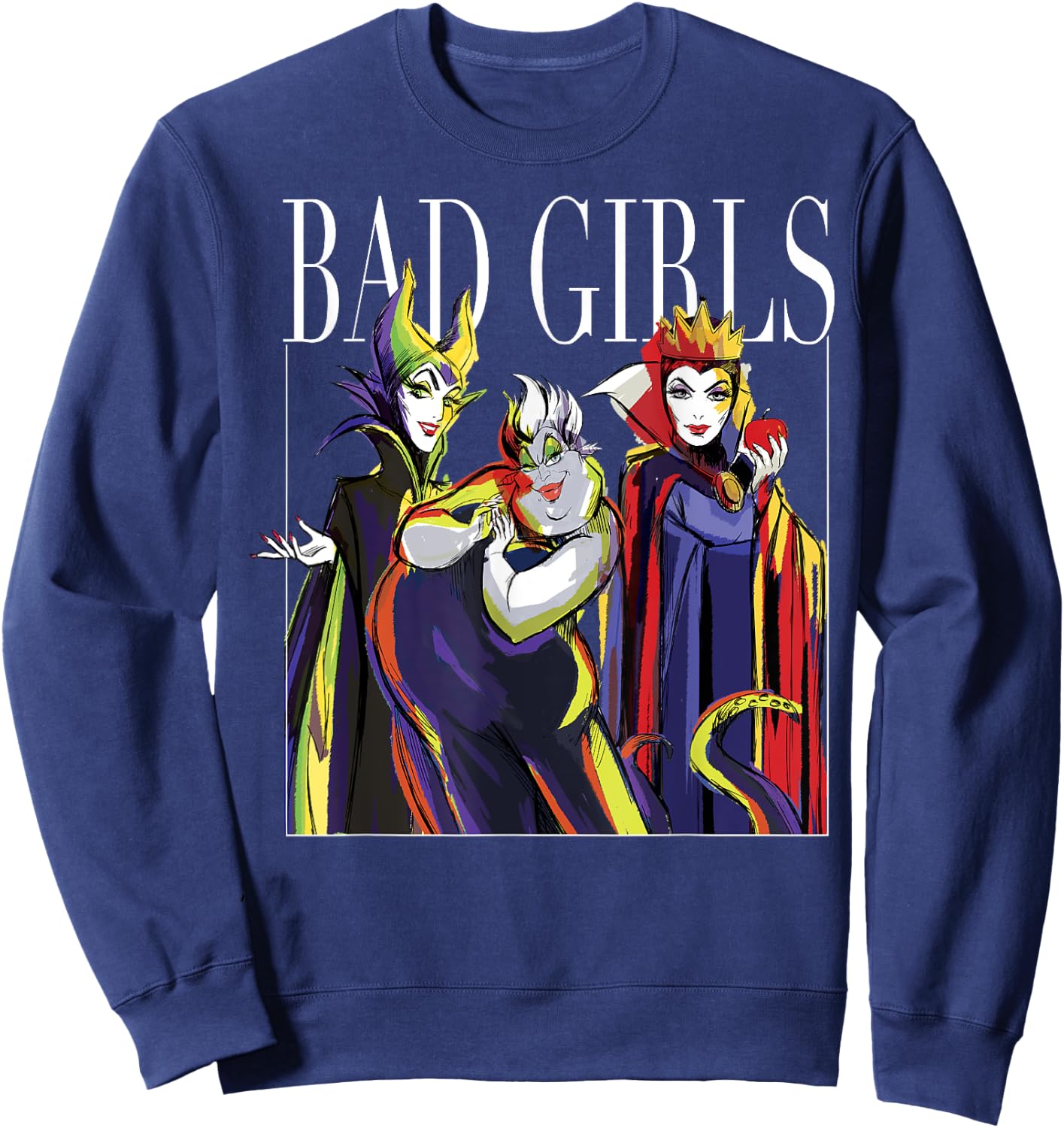 Gruppenfoto der Bösewichte von Disney Villains Bad Girls, gemalt Sweatshirt - Sweatshirt | Navy