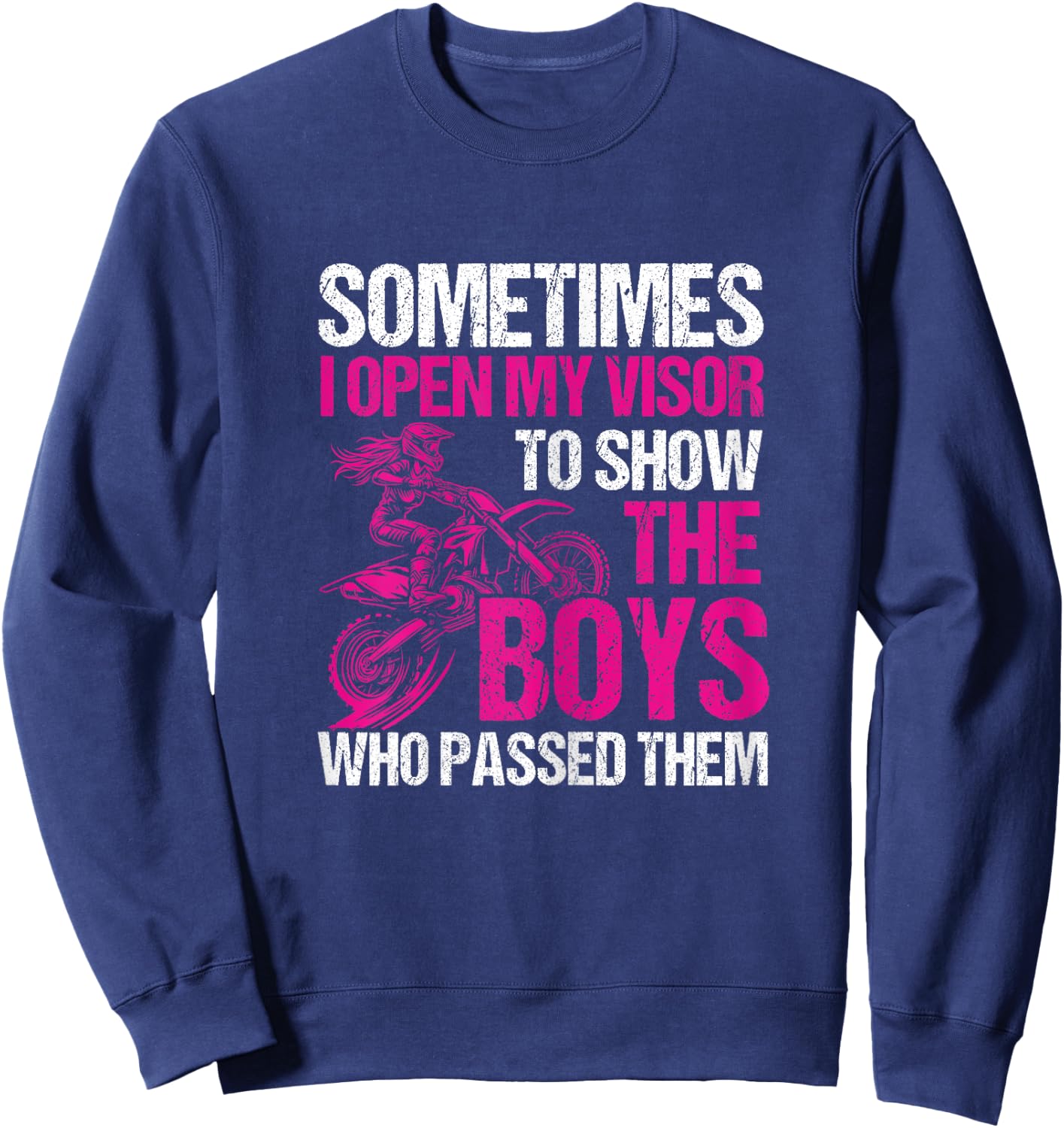 Kids motocross funny dirt bike toddler girl dirt biking Sweatshirt - Sweatshirt | Navy