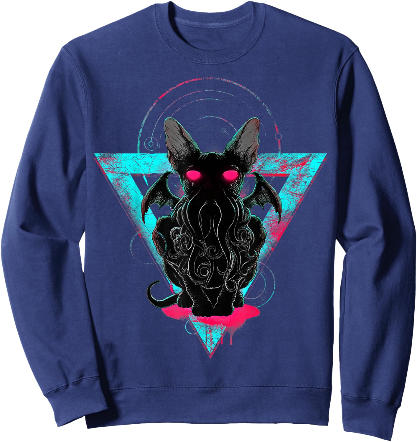 Cathulhu Funny Demon Cat Sweatshirt - Sweatshirt | Navy