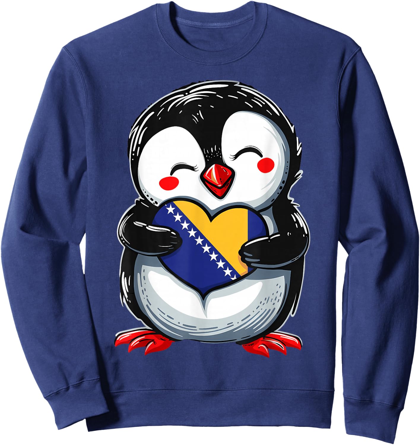 Bosnia and Herzegovina Roots Penguin Bosnian Flag Sweatshirt - Sweatshirt | Navy