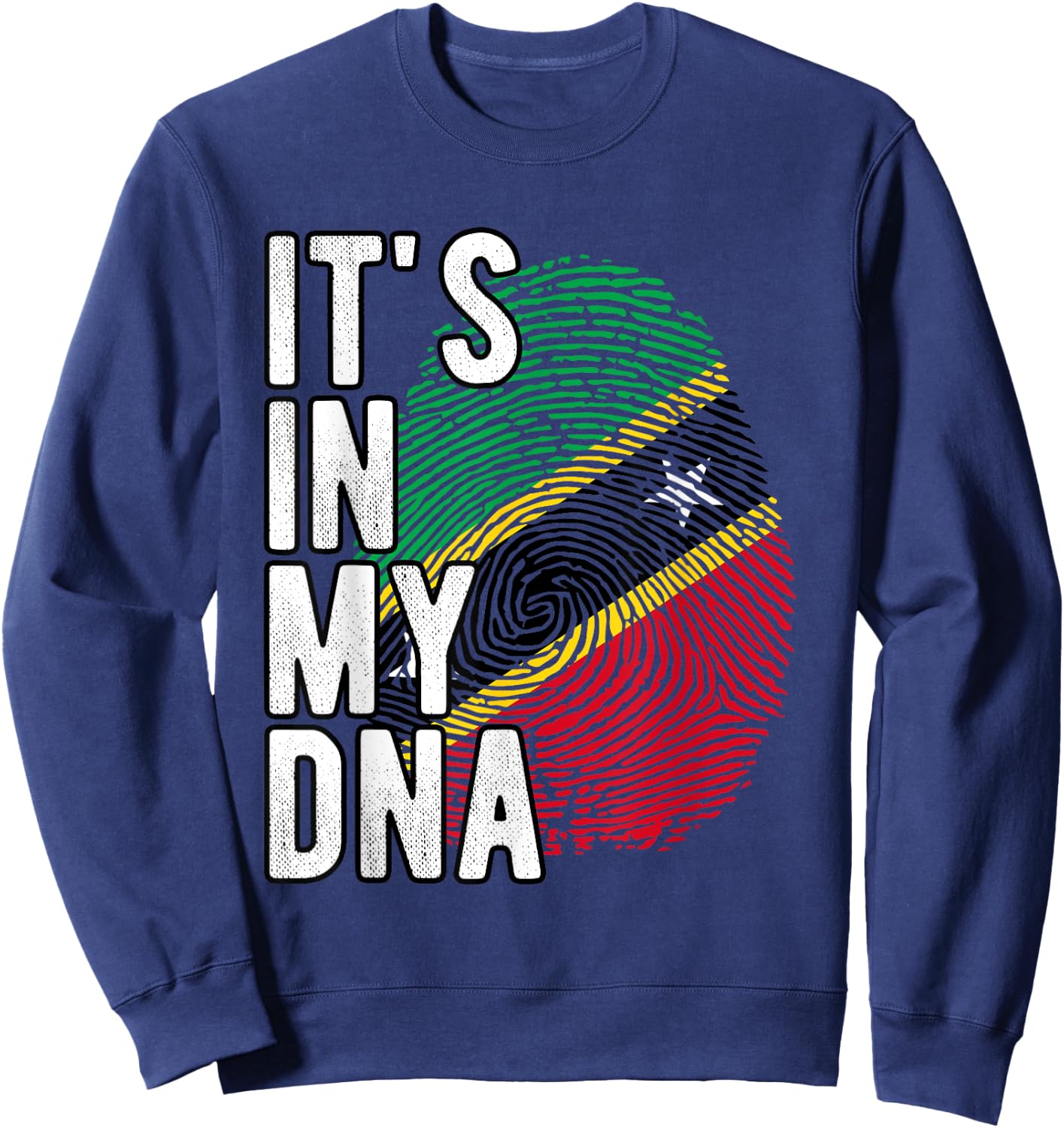 Funny it's in my DNA Saint Kitts and Nevis flag Fingerprint Sweatshirt - Sweatshirt | Navy