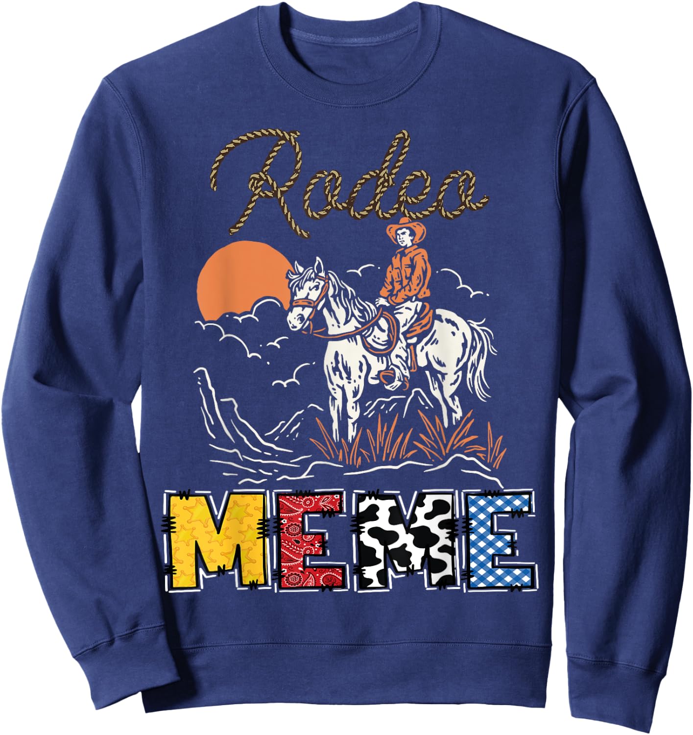 Rodeo Meme Cowboy 1St Birthday Family Matching Sweatshirt - Sweatshirt | Navy