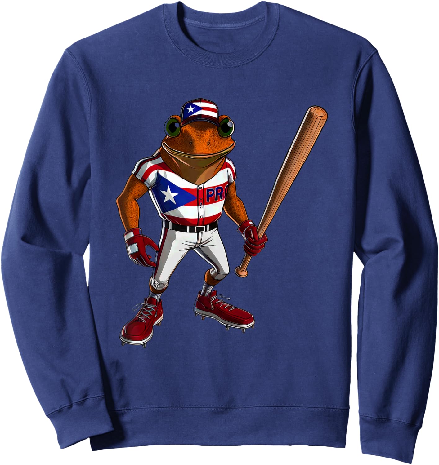 Puerto Rico Baseball Coqui Boricua Flag Bat Hat Pelota Cool Sweatshirt - Sweatshirt | Navy