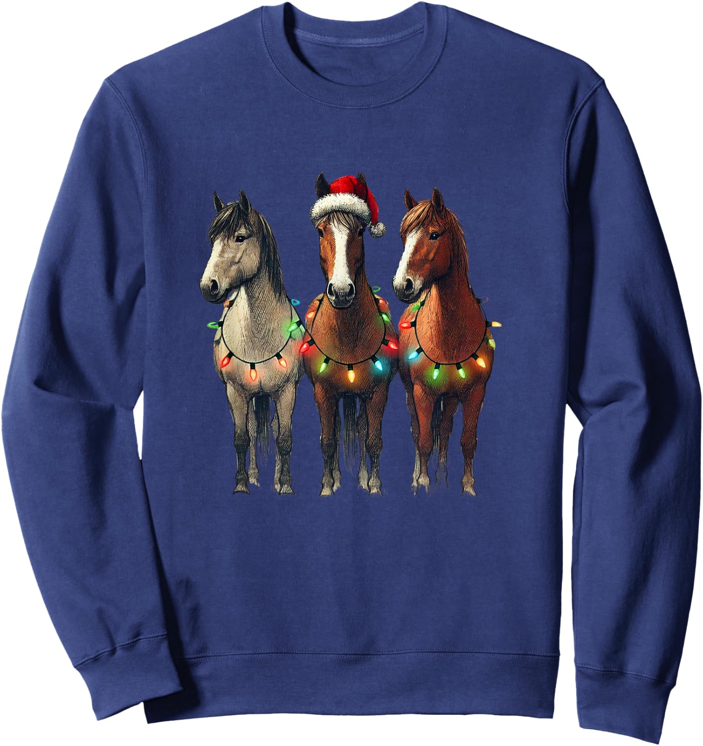 Christmas Horses Winter Pony Riding , black Sweatshirt - Sweatshirt | Navy