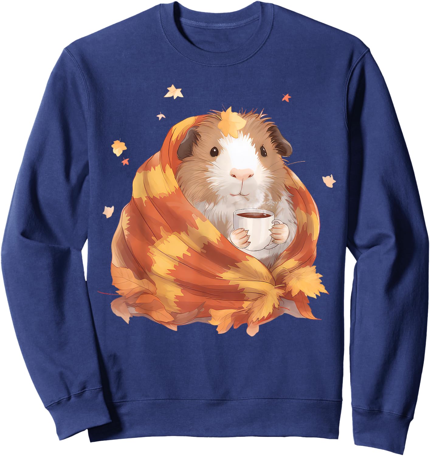 Guinea Pig Drinking Coffee Autumn Fall Guinea Pig Lover Sweatshirt - Sweatshirt | Navy