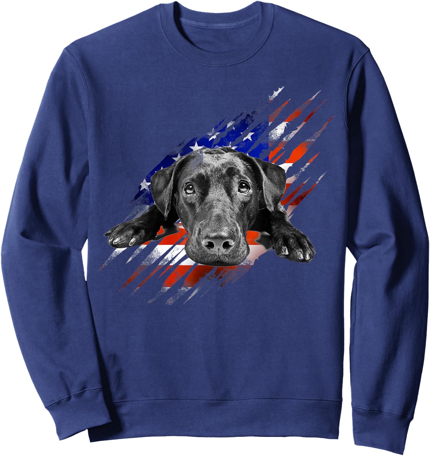 Black Labrador USA Flag Lab Owner Bird Duck Hunter Gift Men Sweatshirt - Sweatshirt | Navy