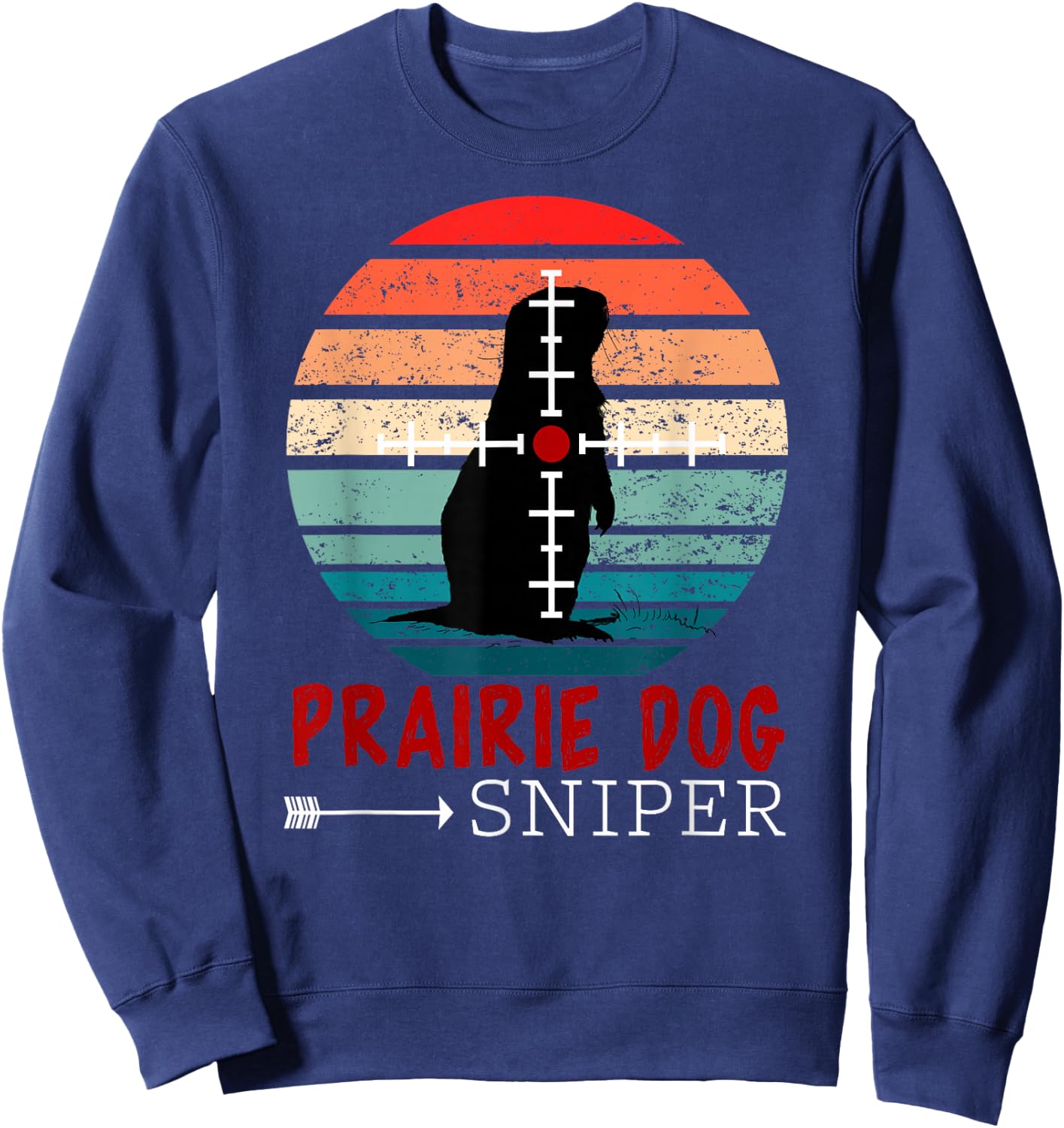 Prairie Dog Sniper - Retro Prairie Dog Sunset Cool Vintage Sweatshirt - Sweatshirt | Navy