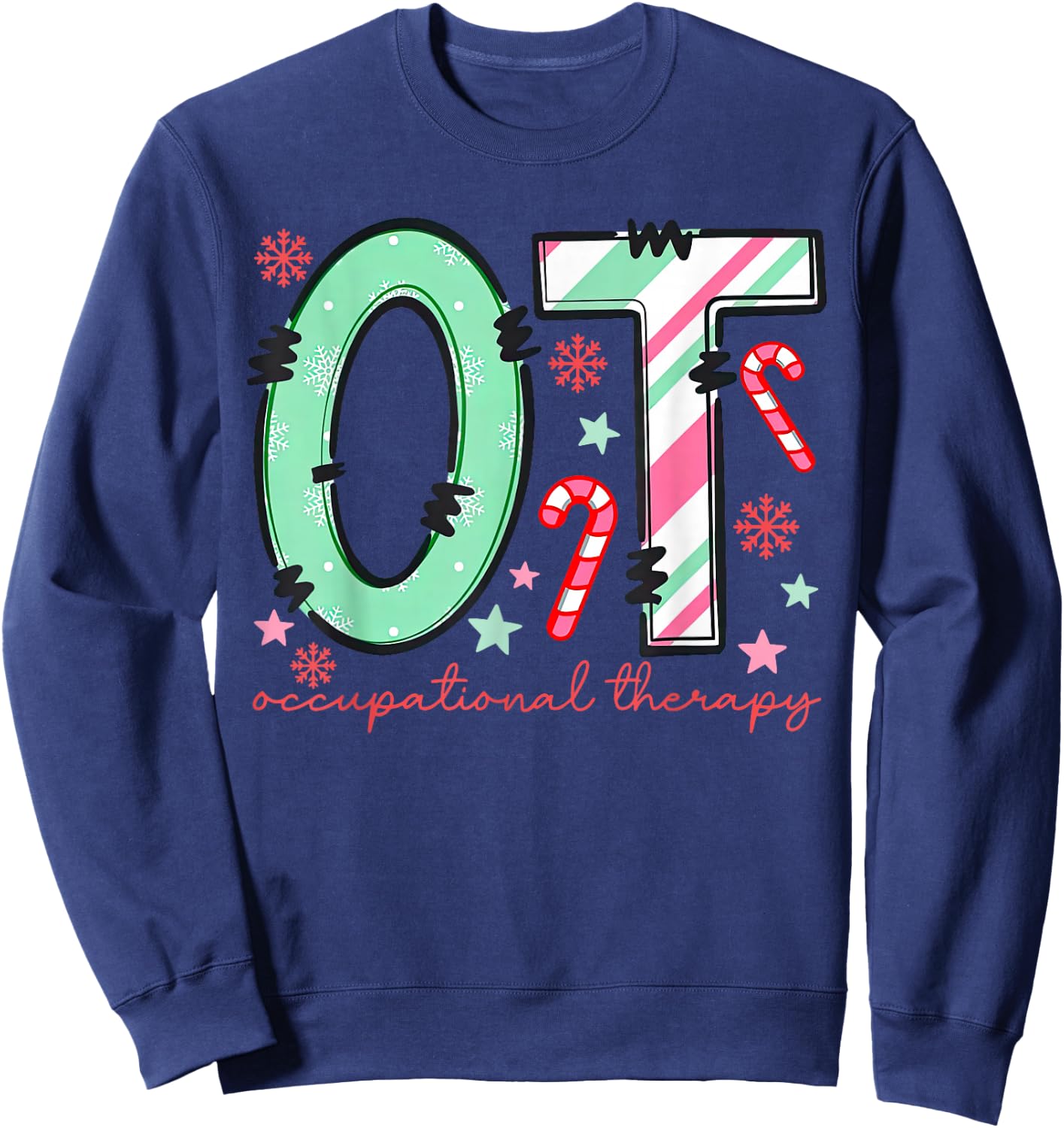 Retro Occupational Therapy OT Therapist Christmas Holiday Sweatshirt - Sweatshirt | Navy