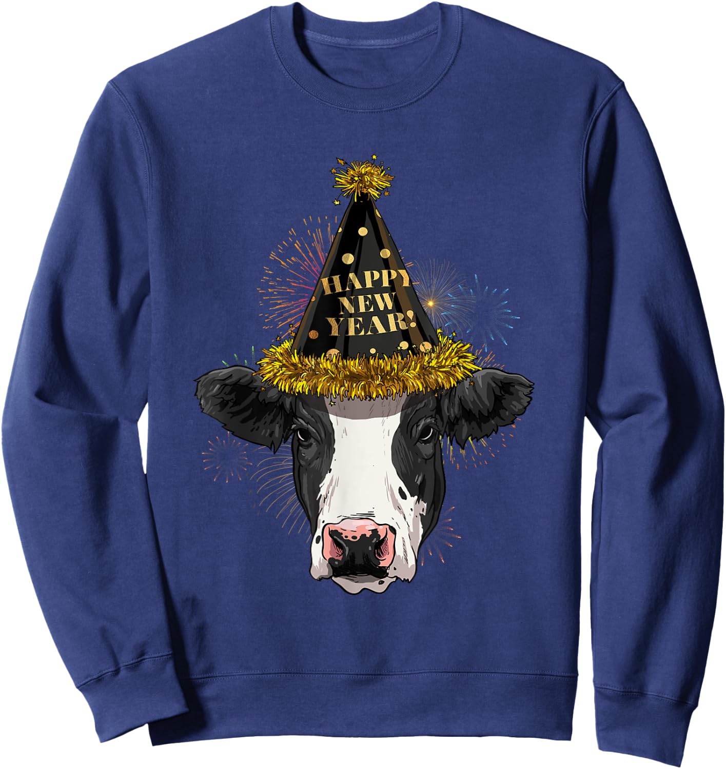 Cow Happy New Year 2021 New Years Eve Party Sweatshirt - Sweatshirt | Navy