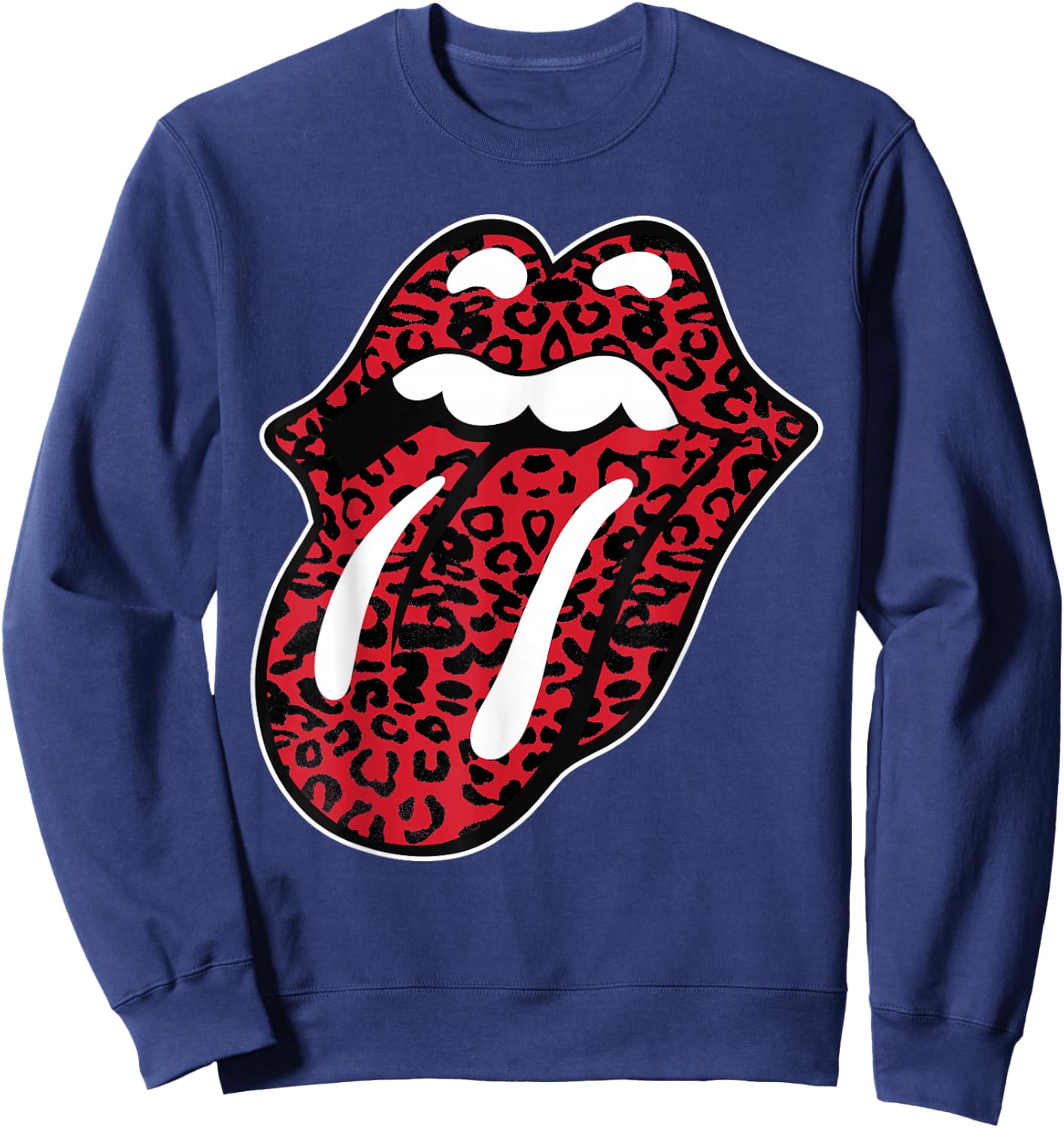 Offizielle The Rolling Stones Leopardenzunge , Schwarz, Erwachsene, -Kinder, Kurzarm, , S, EU 38/40 Sweatshirt - Sweatshirt | Navy