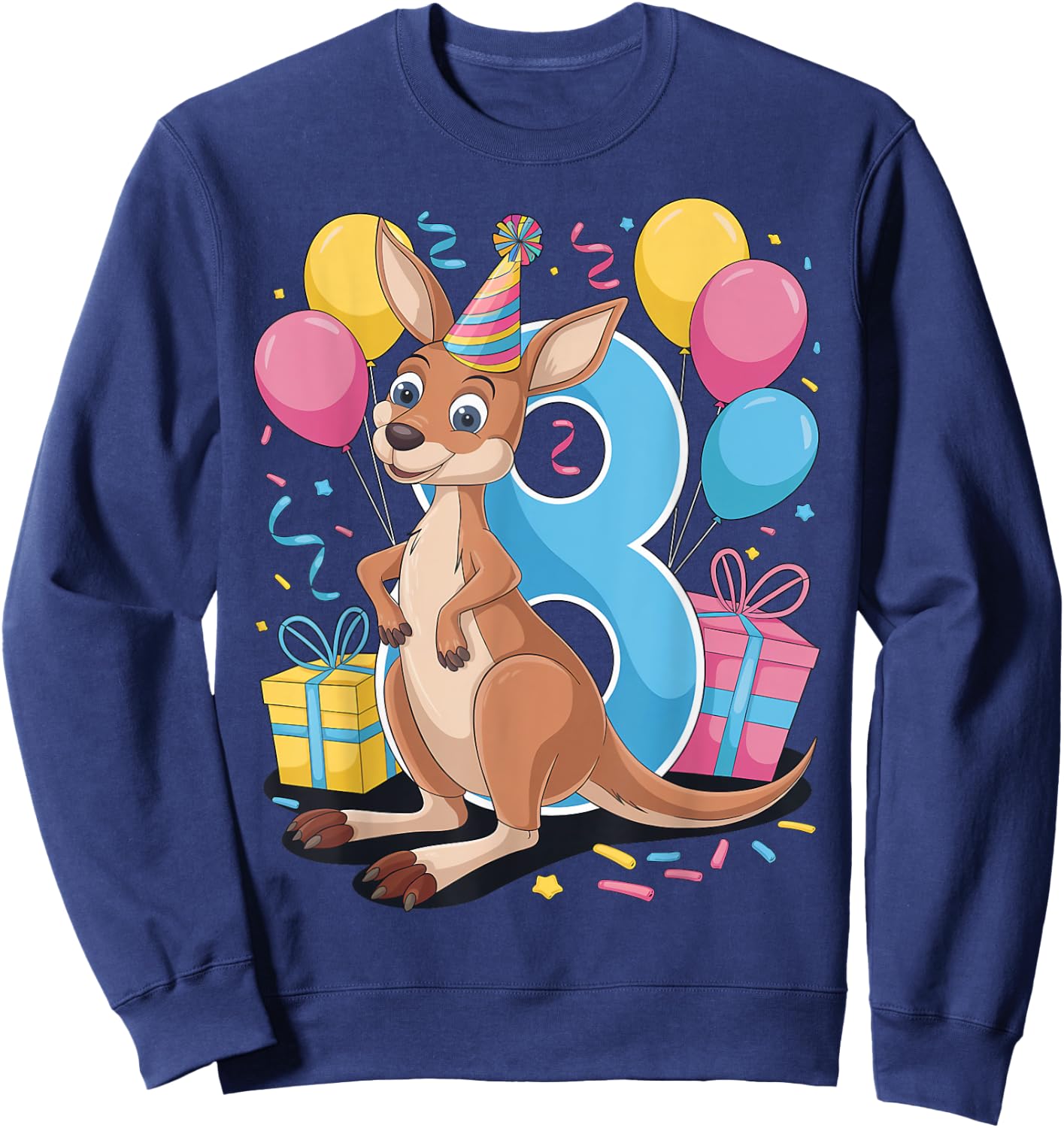 Kangaroo 8th birthday boy girl 8 years old eighth Kangaroo Sweatshirt - Sweatshirt | Navy