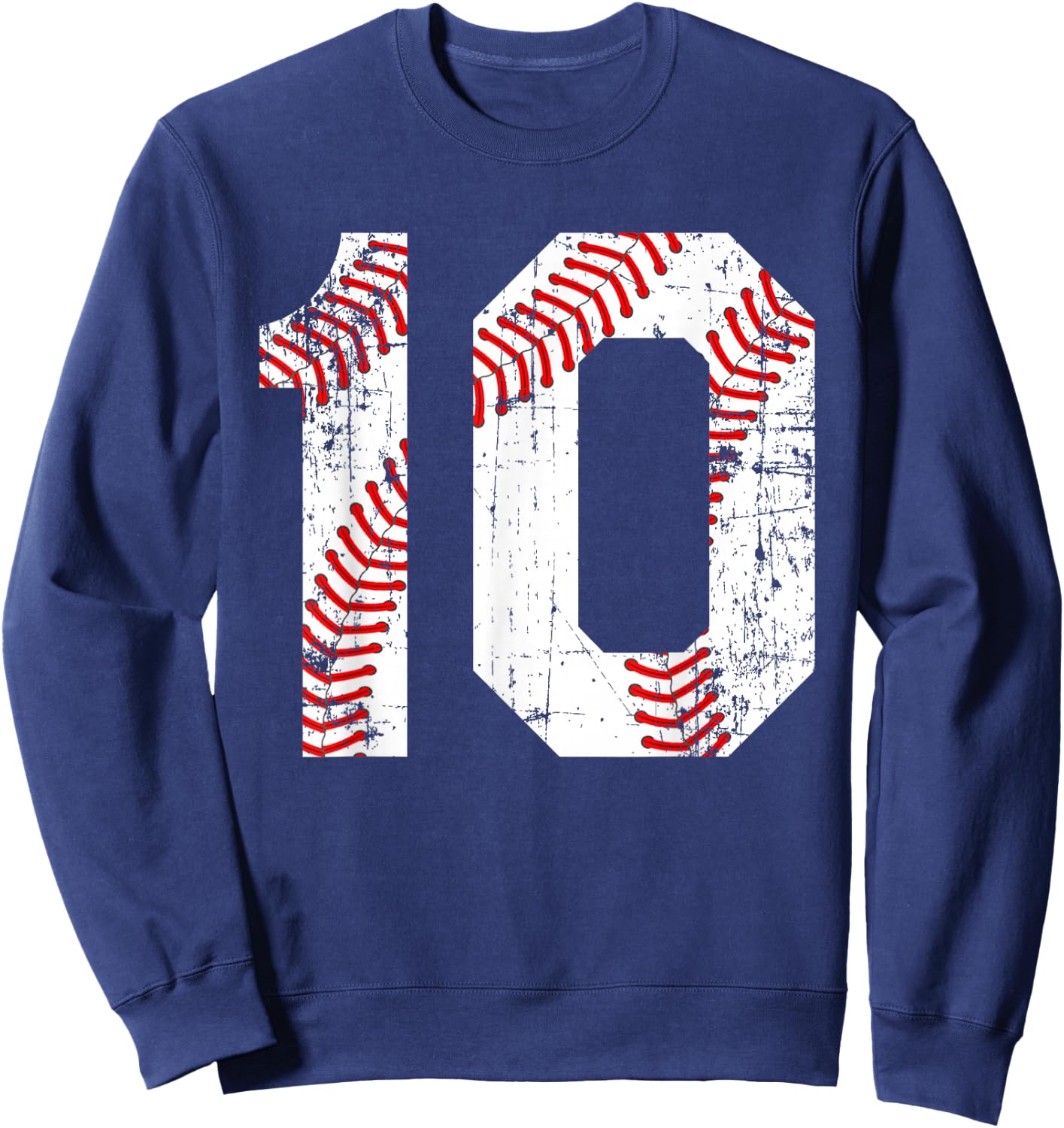 Vintage Baseball 10 Jersey Number Sweatshirt - Sweatshirt | Navy