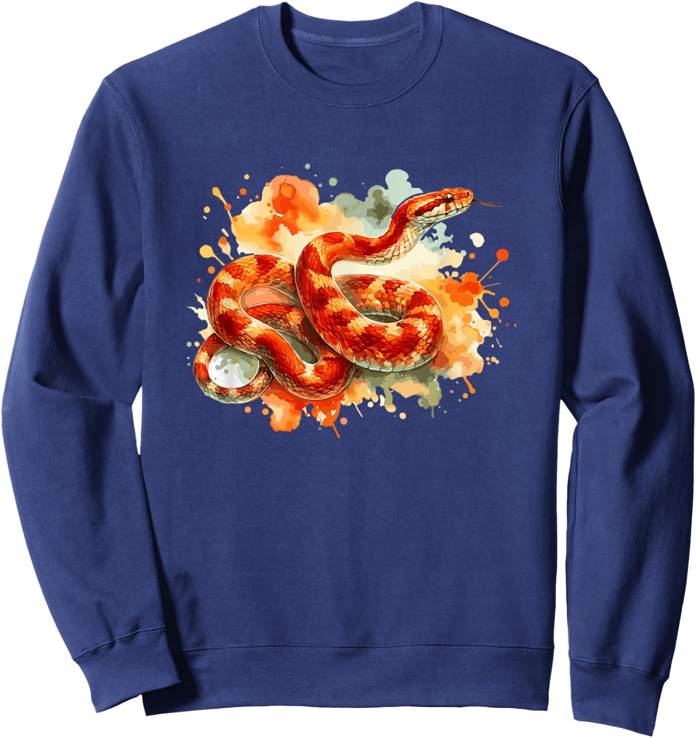 Snake Lover Animal Pet Snake Watercolor Corn Snake , Small Sweatshirt - Sweatshirt | Navy