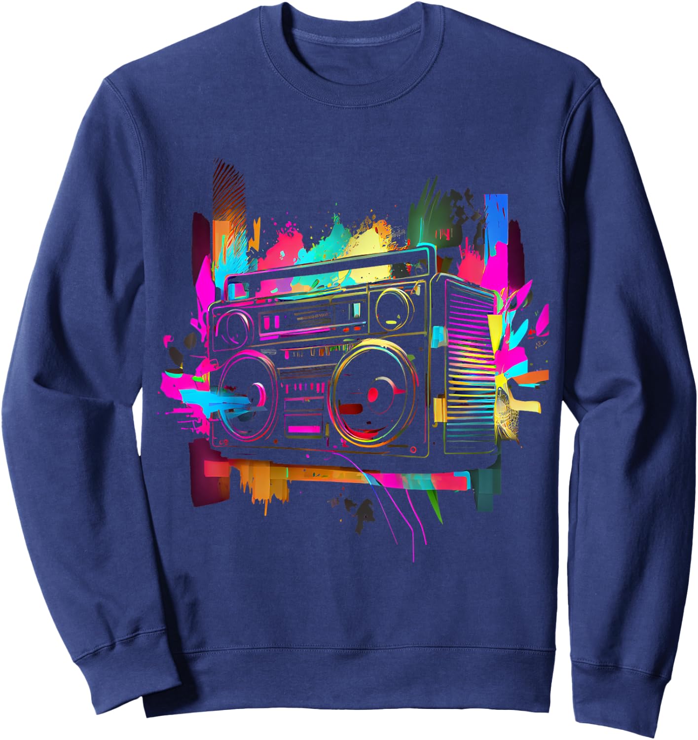80s 90s Retro Party Fancy Dress Cassette , black Sweatshirt - Sweatshirt | Navy