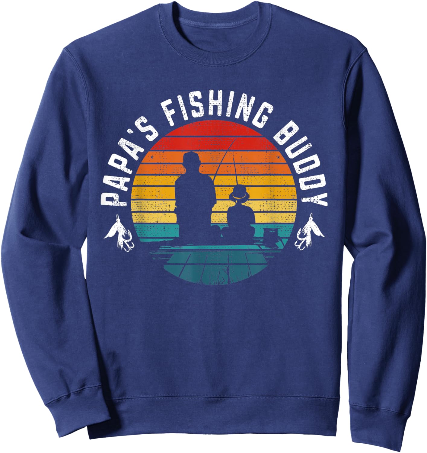 Funny Retro "Papa's Fishing Buddy" - Fishing Sweatshirt - Sweatshirt | Navy