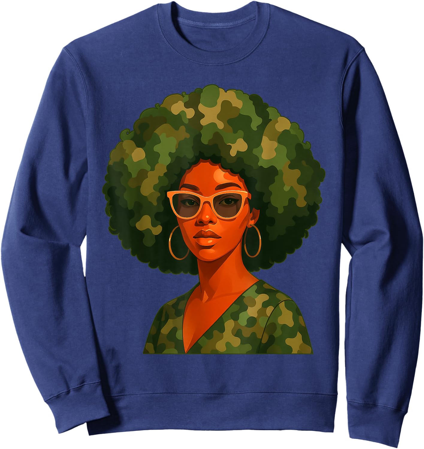 Black Woman Camo Camouflage Juneteenth Black Queen Women Sweatshirt - Sweatshirt | Navy