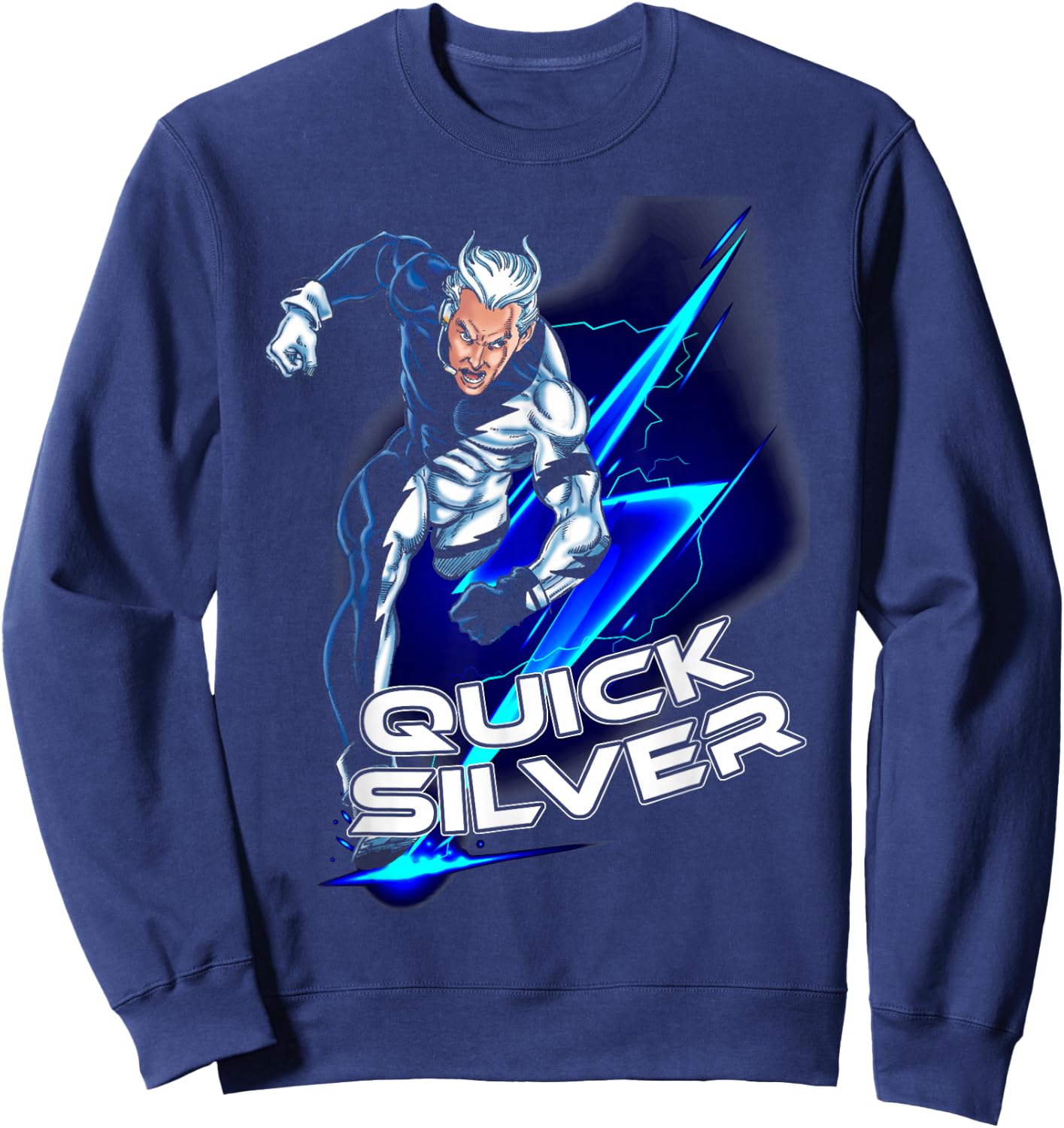 Marvel X-Men Quicksilver Speeding Sprint Graphic Sweatshirt - Sweatshirt | Navy