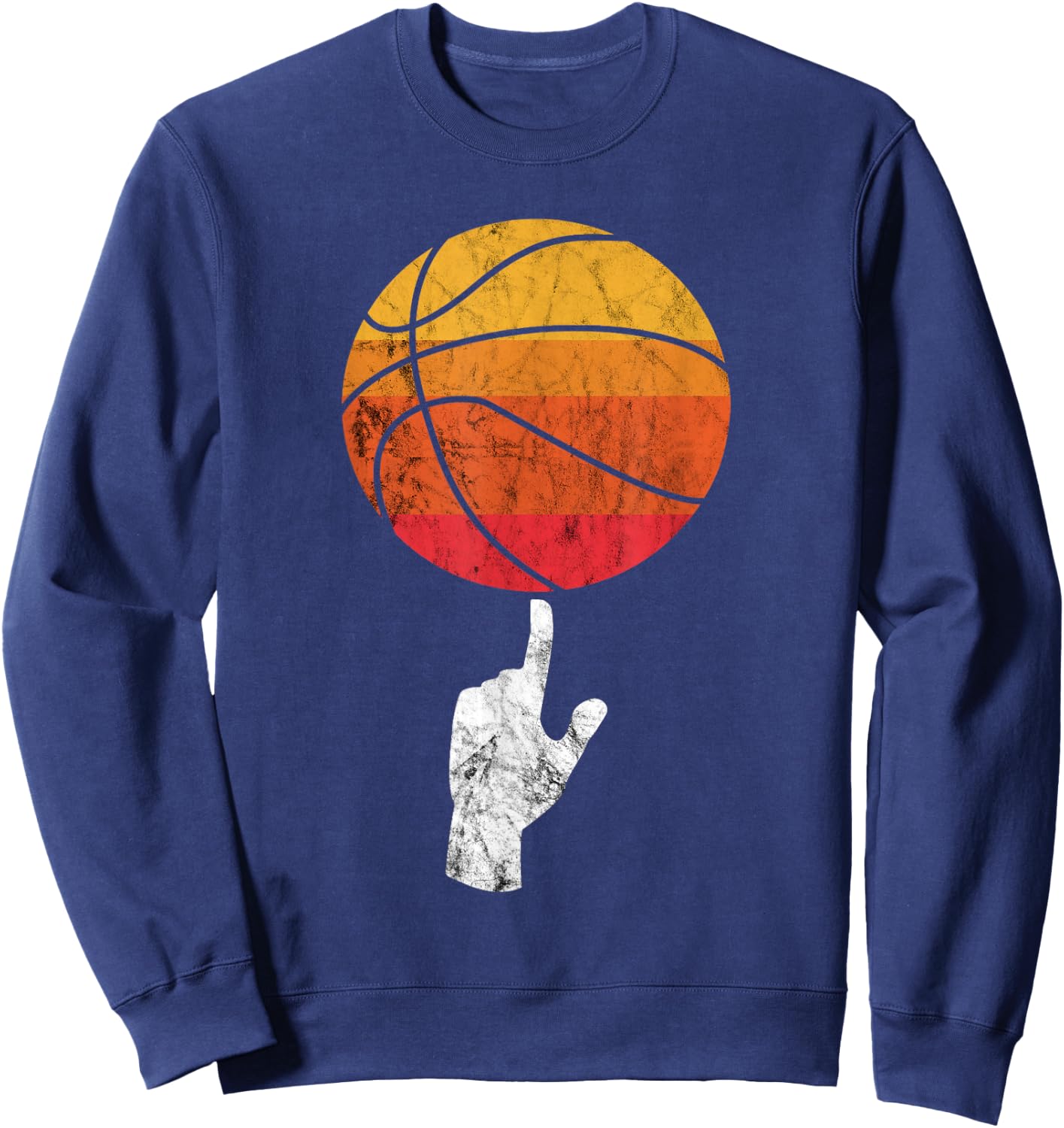 Basketball Playing Basketball Sports Vintage Retro Sunset Sweatshirt - Sweatshirt | Navy