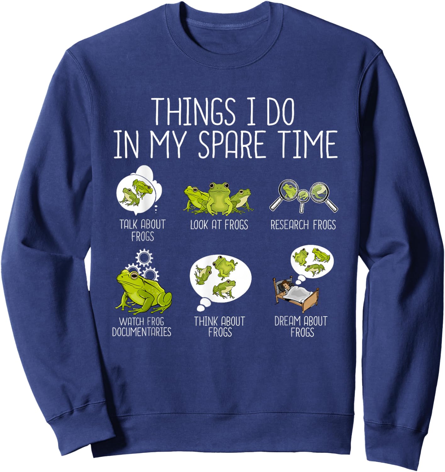 Frog Lover Kids Funny Frogs Idea Boys Frog Sweatshirt - Sweatshirt | Navy