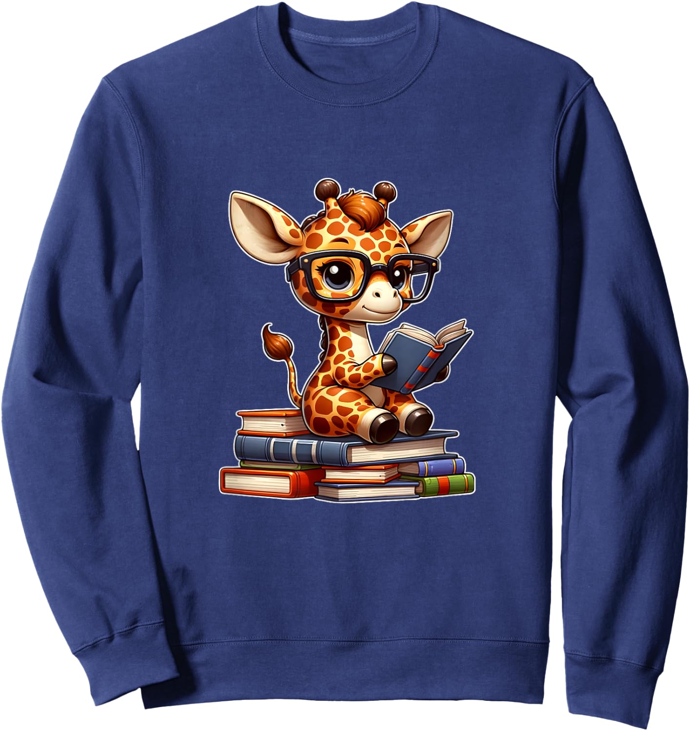 Funny giraffe reading Bookworm Book Lovers Sweatshirt - Sweatshirt | Navy