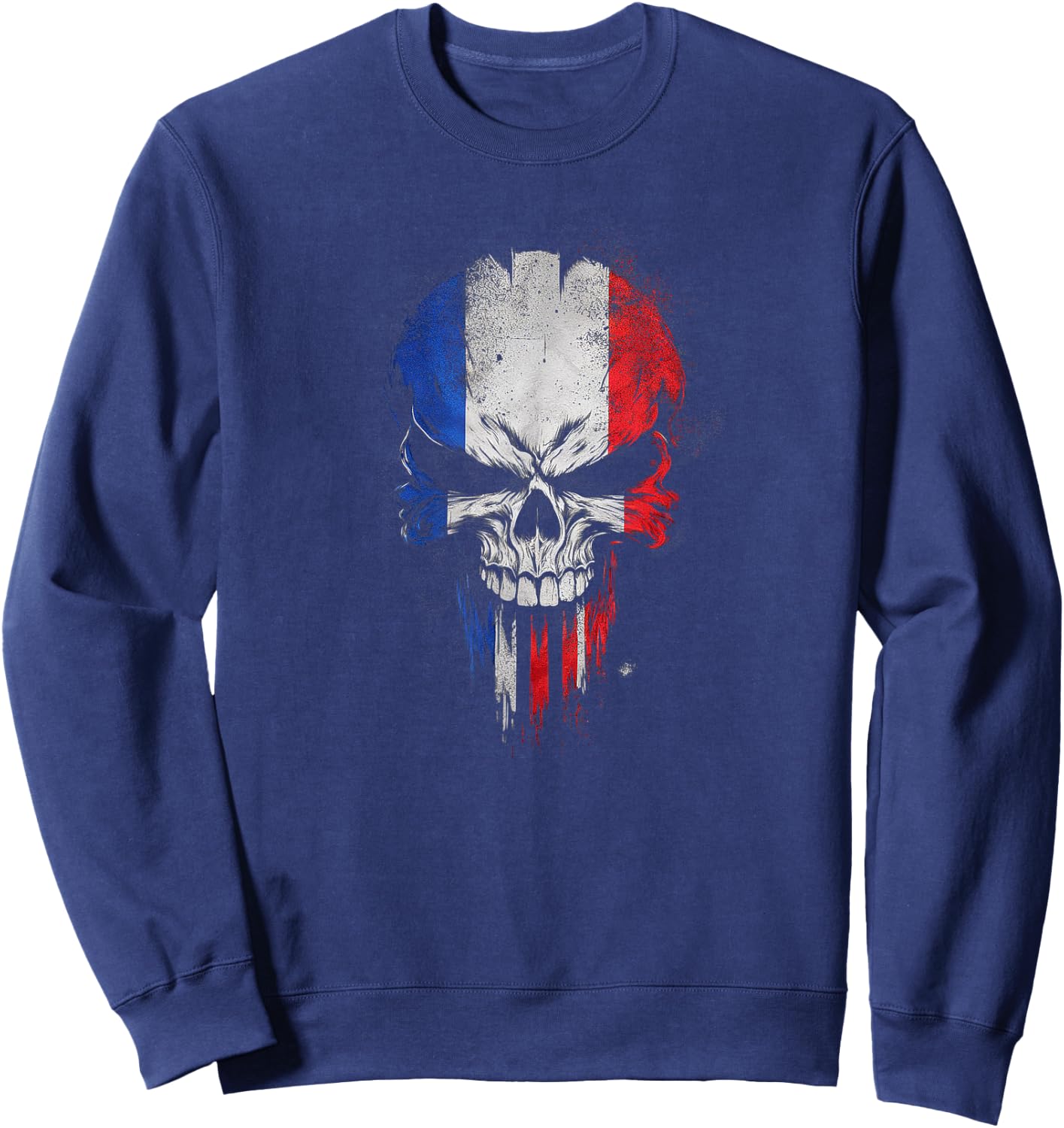 Flag France Skull Patriotic Sweatshirt - Sweatshirt | Navy