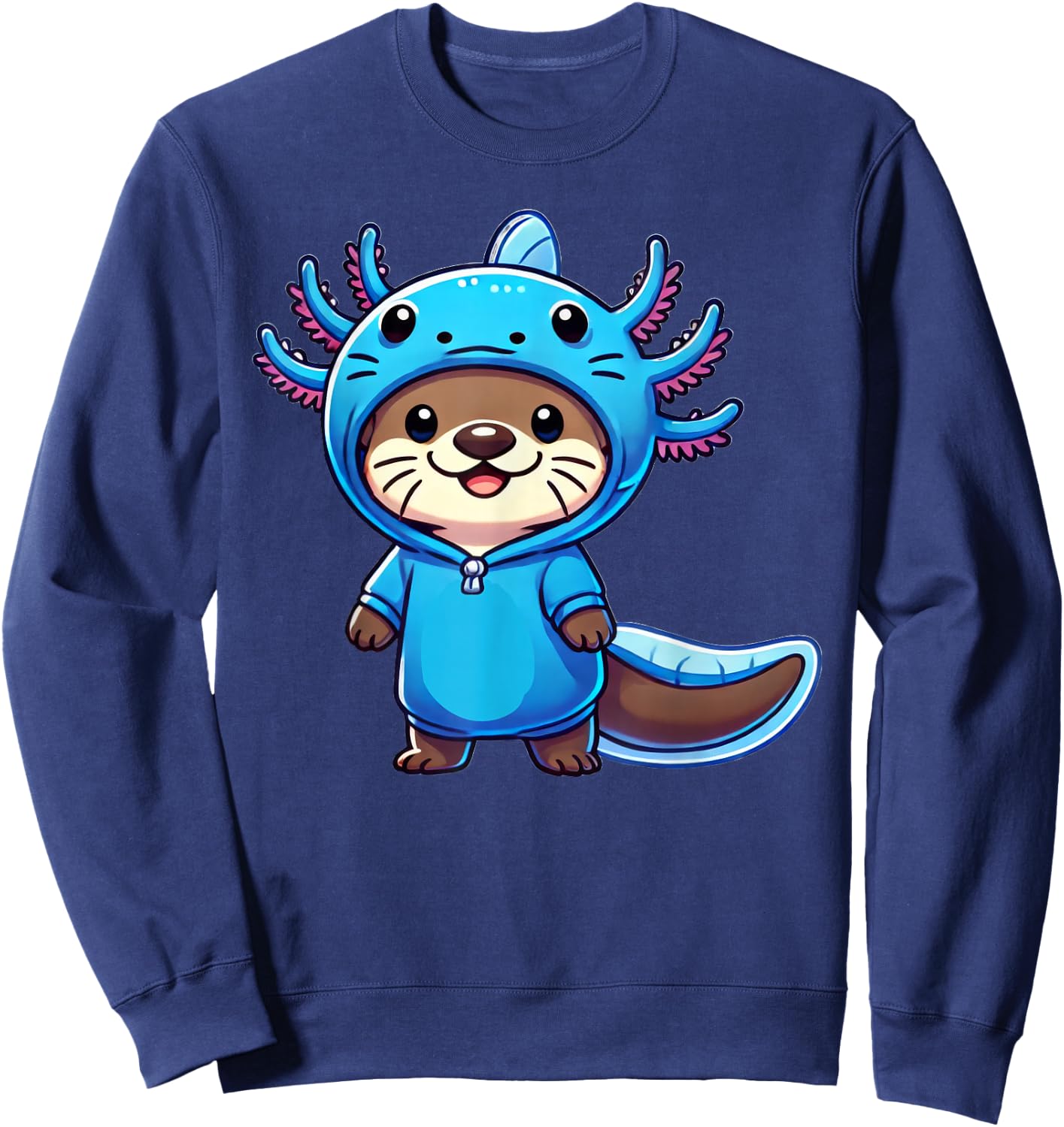 Kawaii Otter Axolotl Costume Sweatshirt - Sweatshirt | Navy