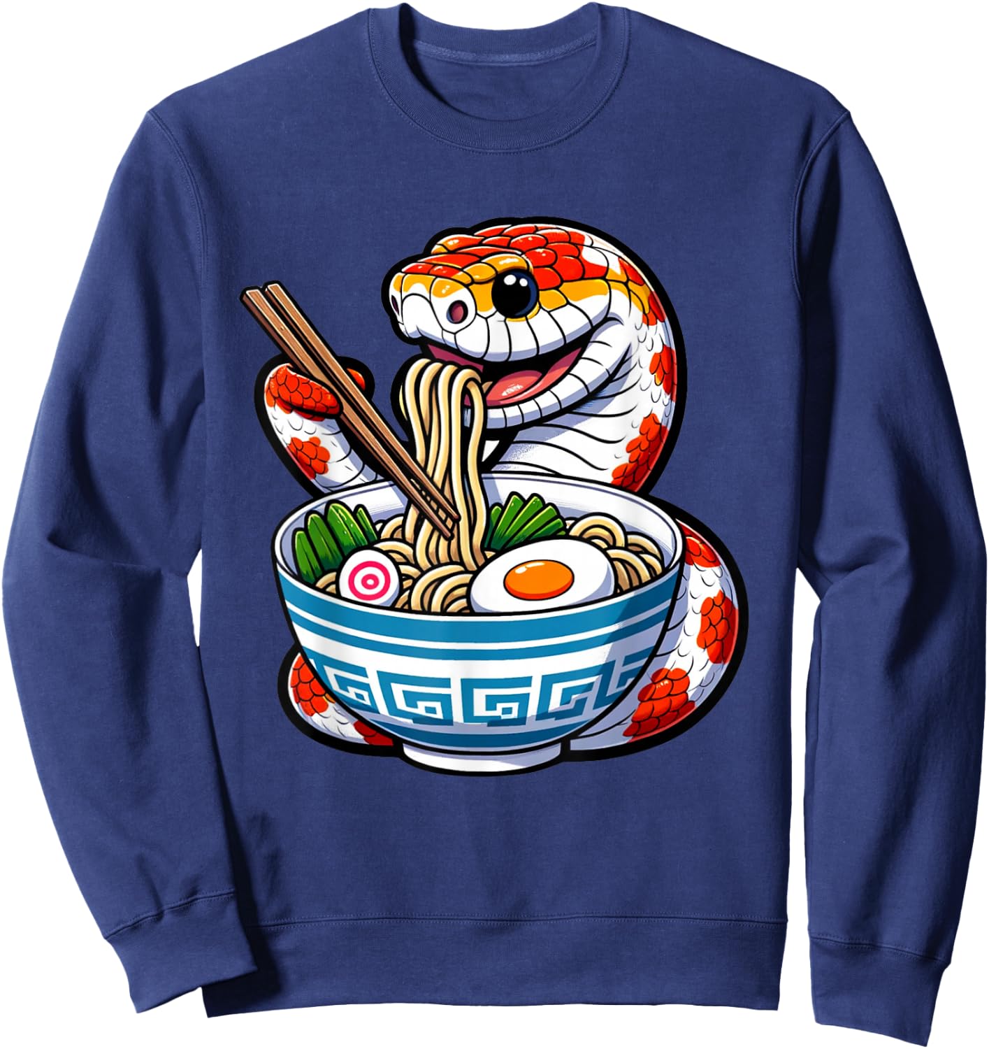 Corn Snake Kawaii, Cute Ramen Corn Snake, Funny Reptile Love Sweatshirt - Sweatshirt | Navy