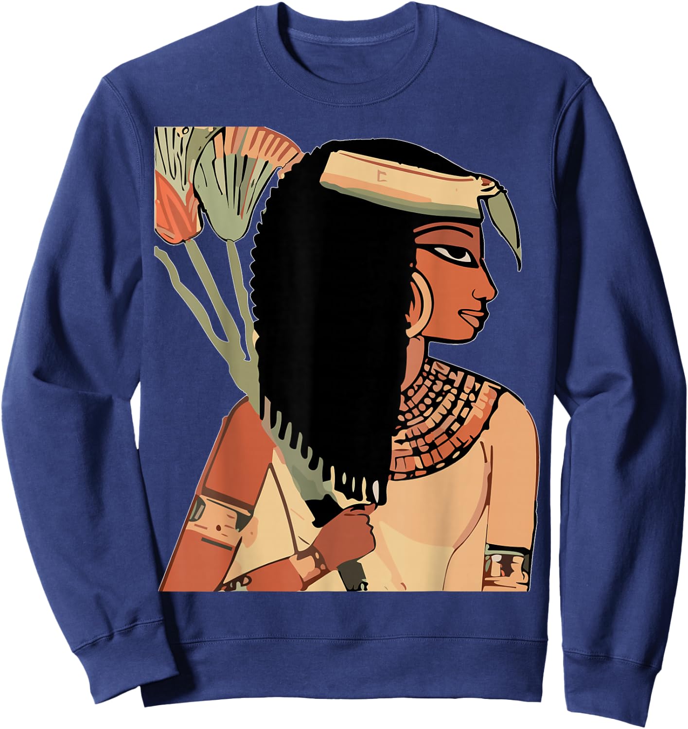 Ancient Egyptian Kemet Art Black kemetic Queen Sweatshirt - Sweatshirt | Navy