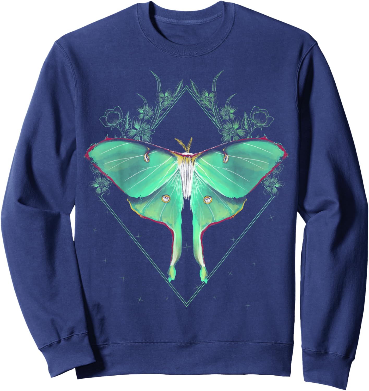 Cute Luna Moth Beautiful Butterfly Insect Lover Themed Small Sweatshirt - Sweatshirt | Navy