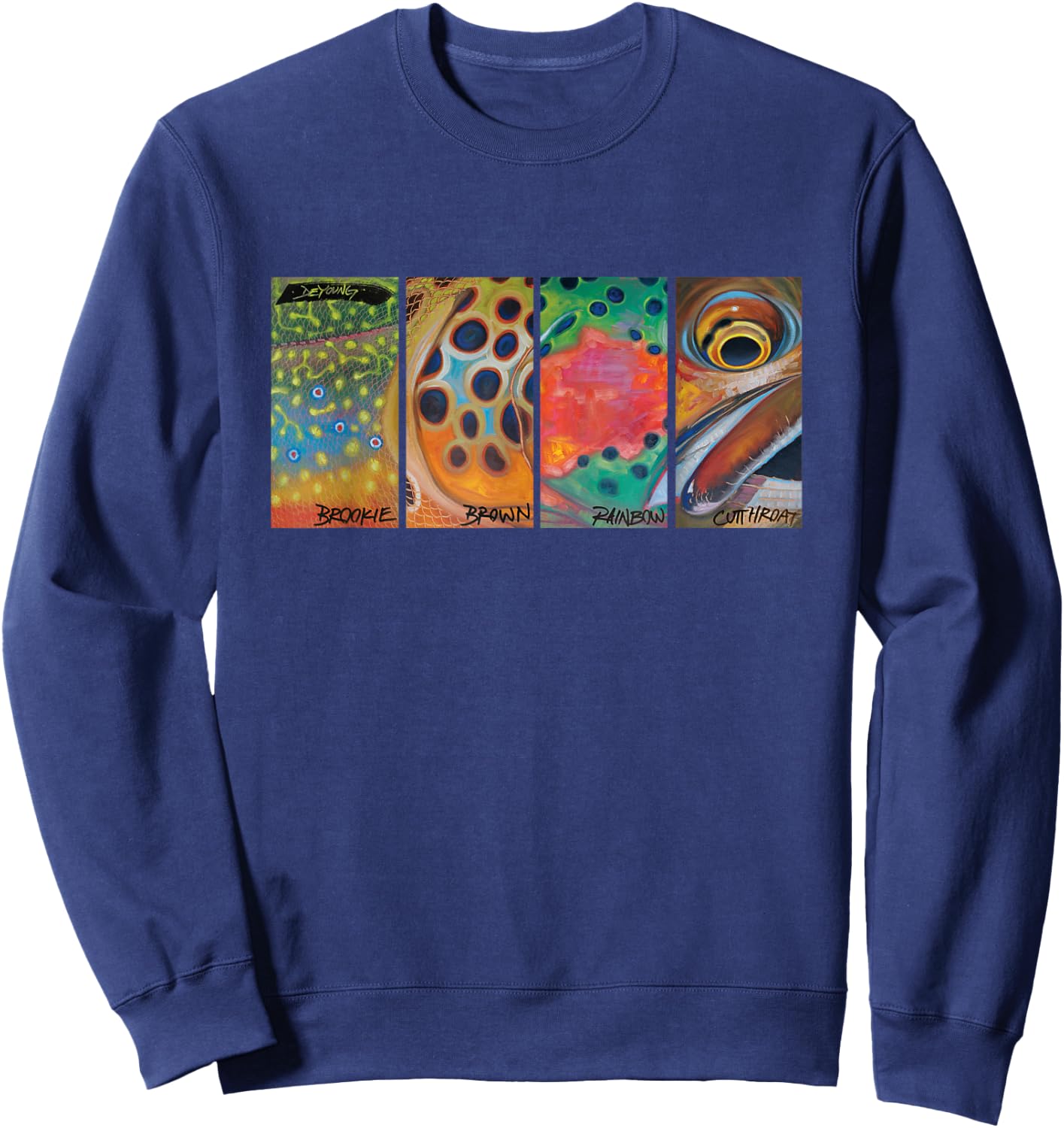 Cutthroat Rainbow Brook Brown Trout Derek Deyoung Sweatshirt - Sweatshirt | Navy
