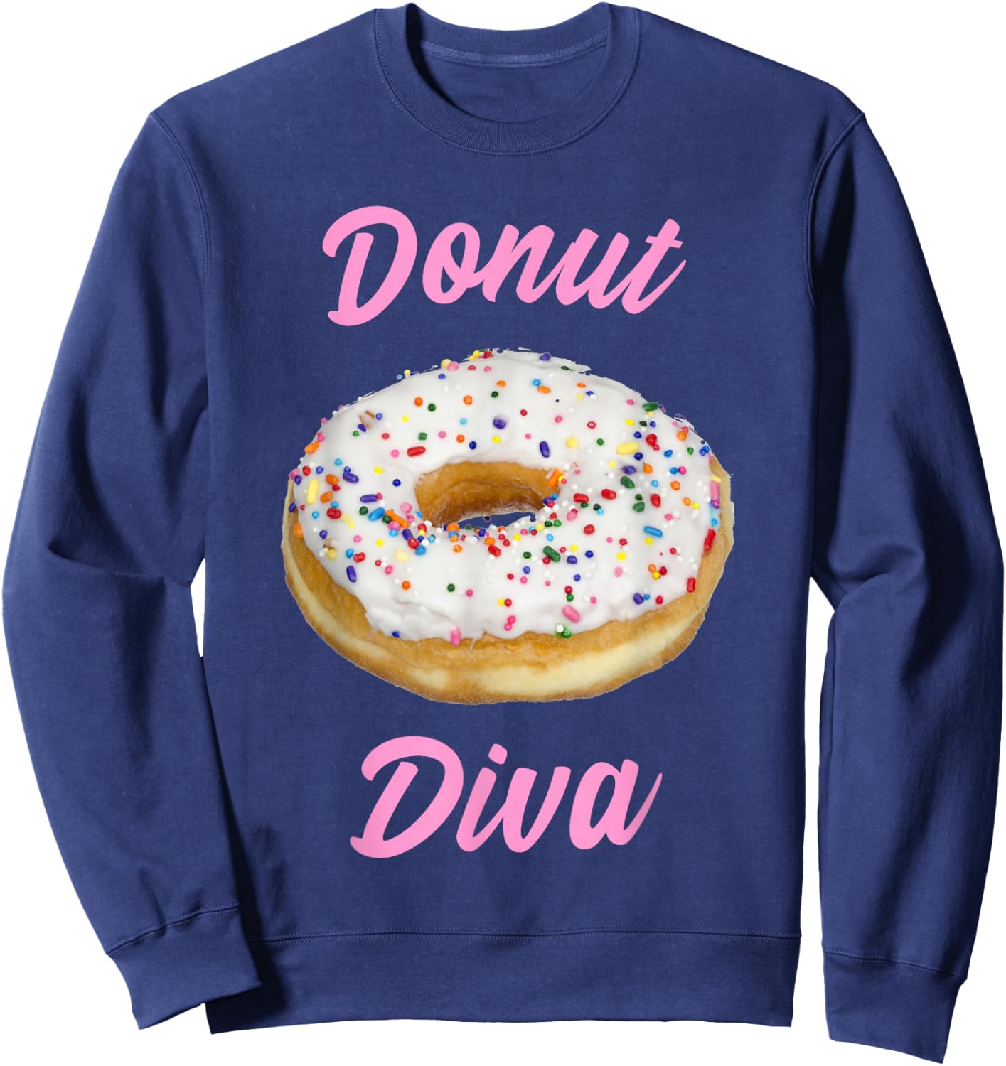 Donut Diva Sprinkle Design Pink Lettering Sweatshirt - Sweatshirt | Navy