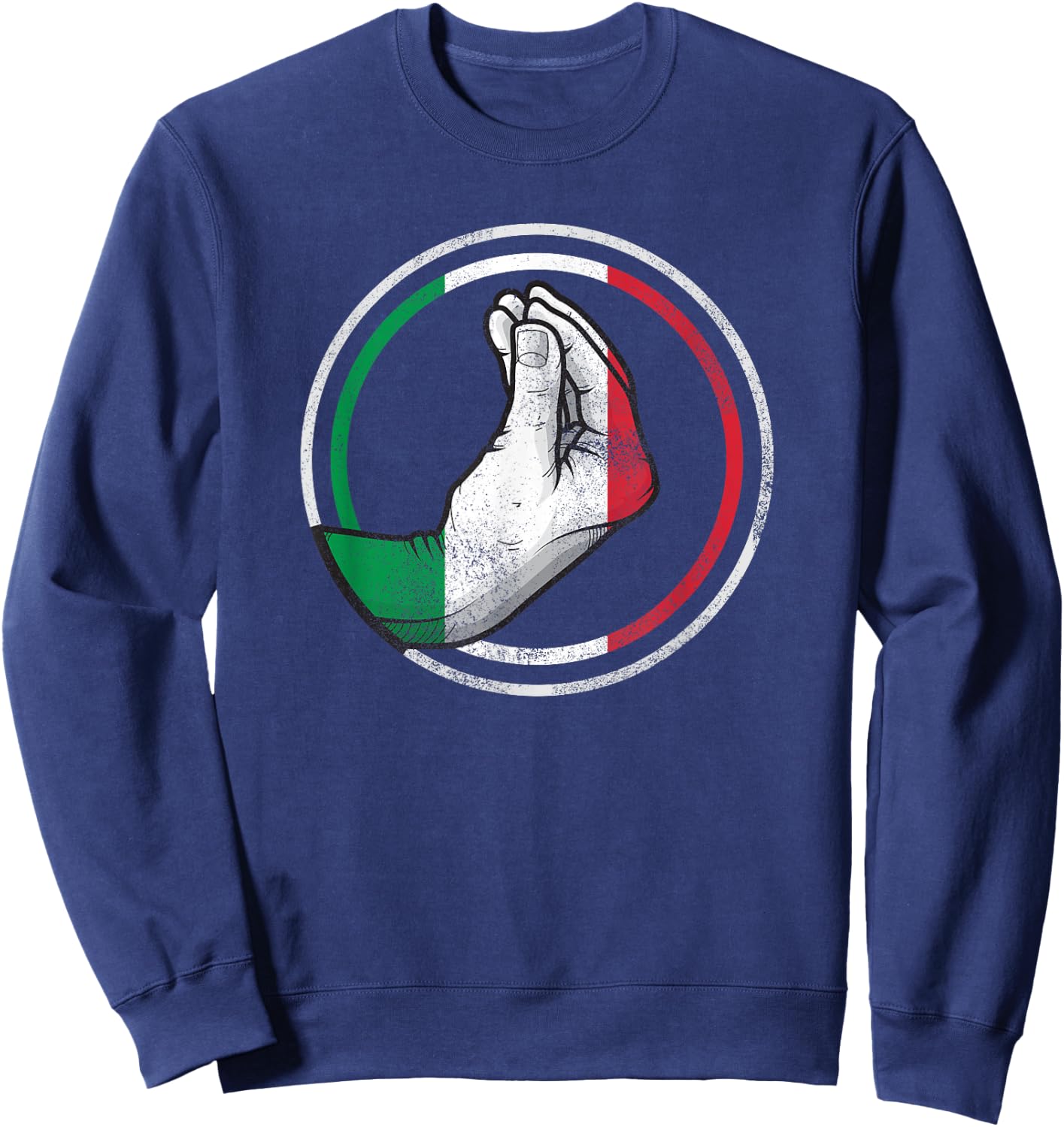 Funny Italy Hand Gesture Italian Flag Sweatshirt - Sweatshirt | Navy