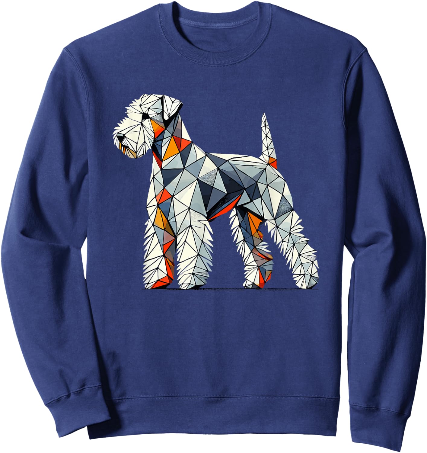 Geometric Art Bedlington Terrier Rothbury Terrier Sweatshirt - Sweatshirt | Navy