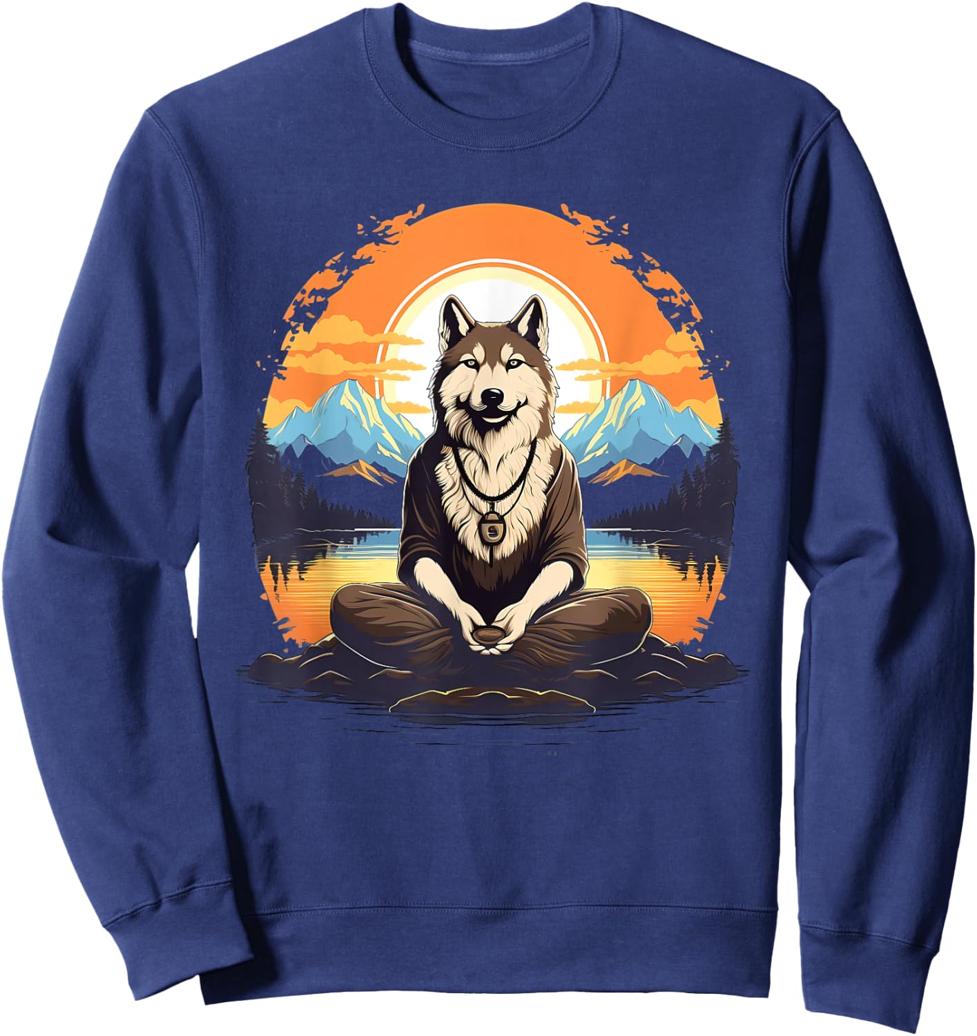 Husky Dog Meditation Yoga Women Kids Sweatshirt - Sweatshirt | Navy