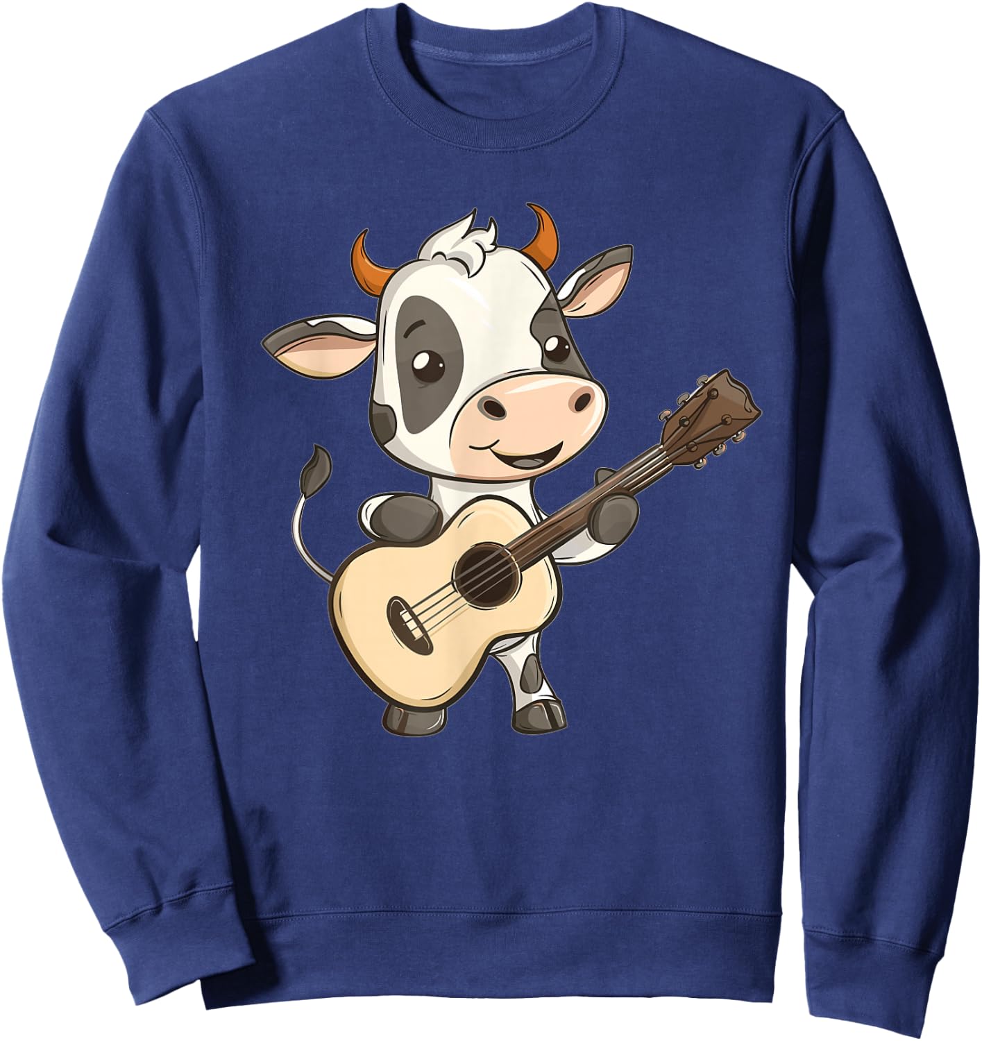 Cute Guitar Cow I Kids Cow Sweatshirt - Sweatshirt | Navy
