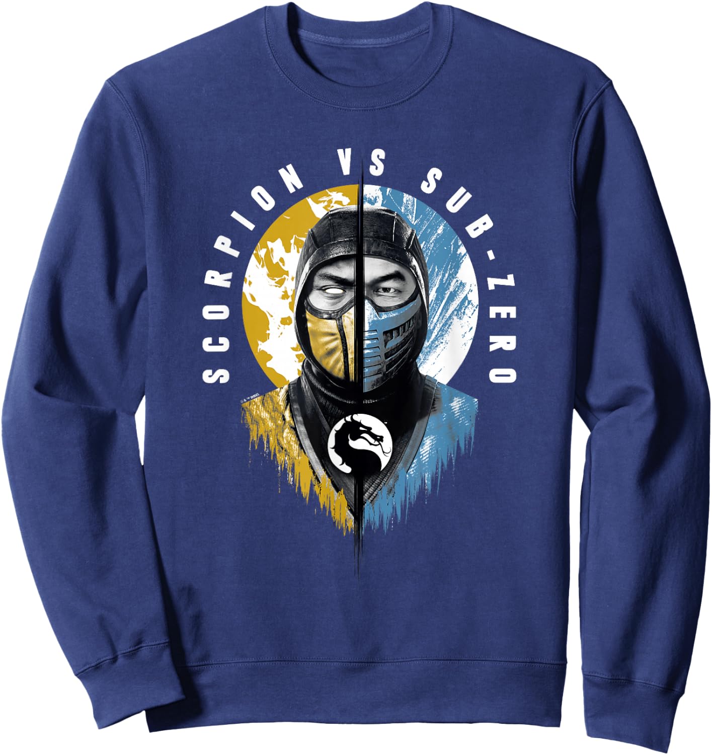 Mortal Kombat Klassic Scorpion vs Sub-Zero Split Portrait Sweatshirt - Sweatshirt | Navy