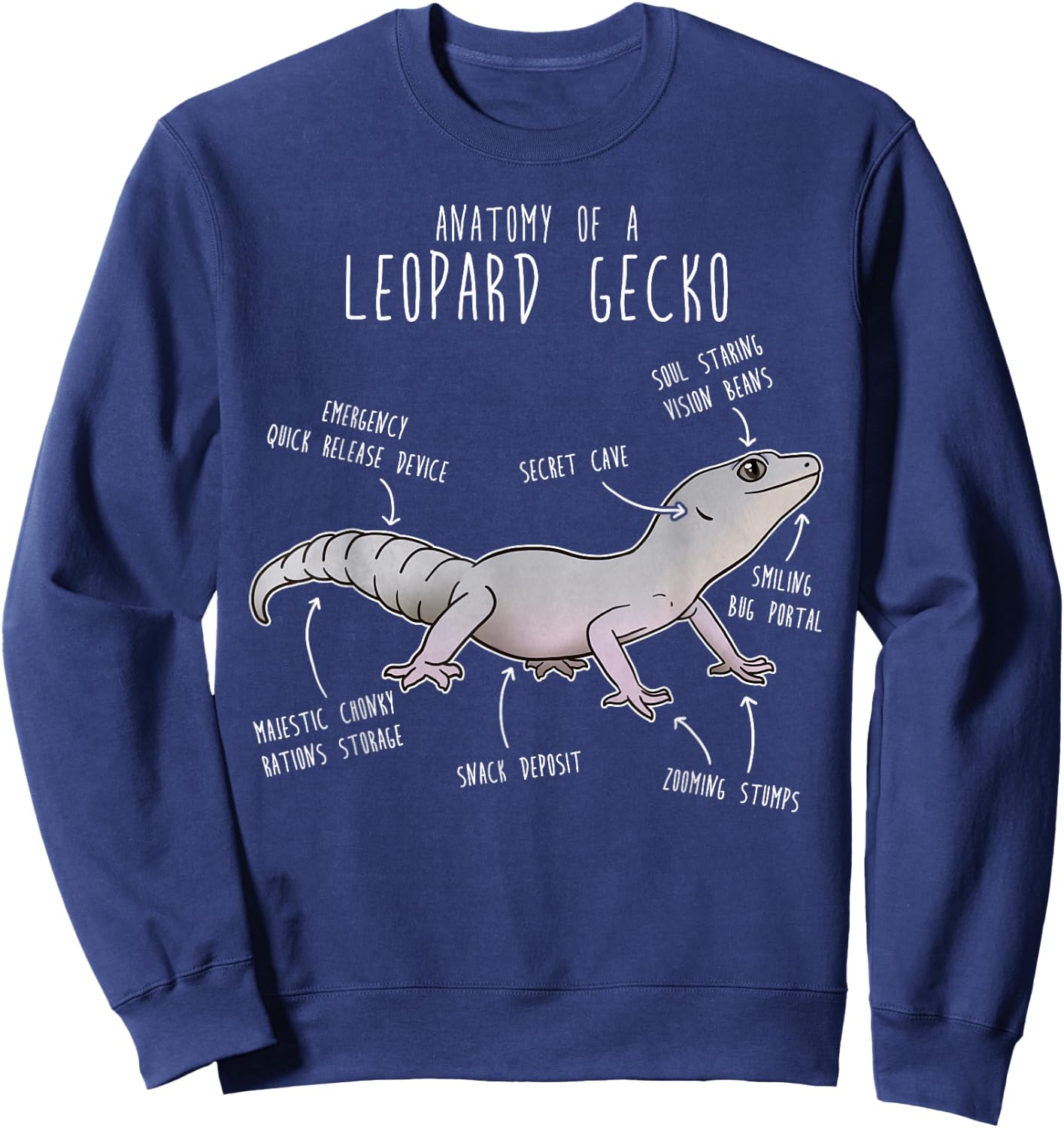 Blizzard Leopard Gecko Lizard Reptile Anatomy, Funny Pet Mom Sweatshirt - Sweatshirt | Navy