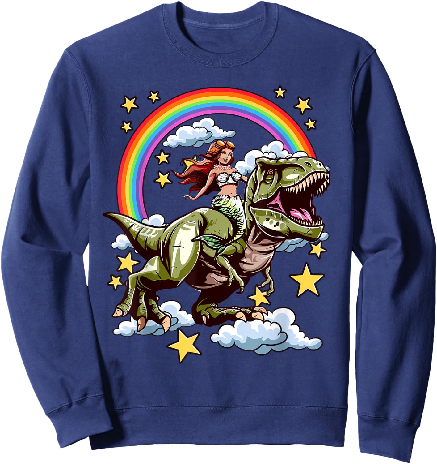 Sirène chevauche un dinosaure Sweatshirt - Sweatshirt | Navy