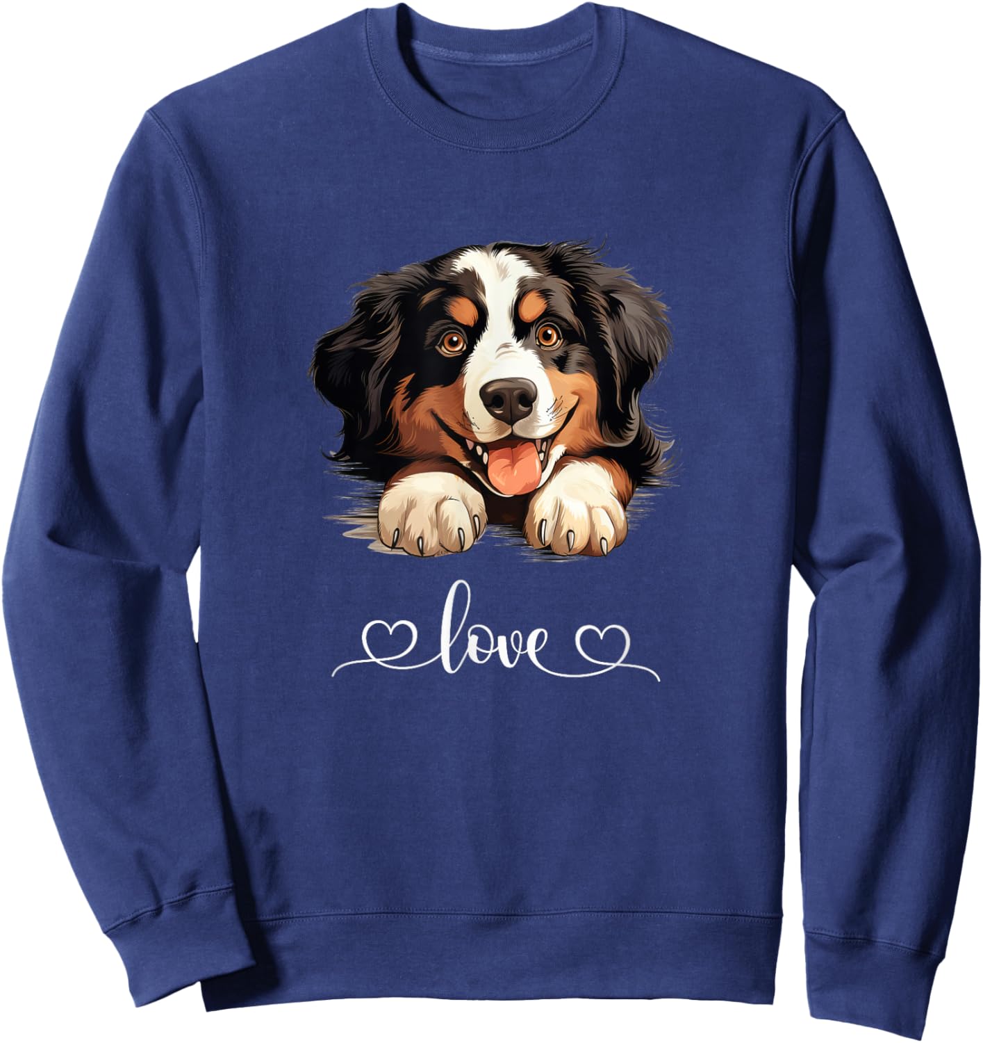 Cute Dog Graphic Love Puppy Bernese Mountain Dog Women Sweatshirt - Sweatshirt | Navy