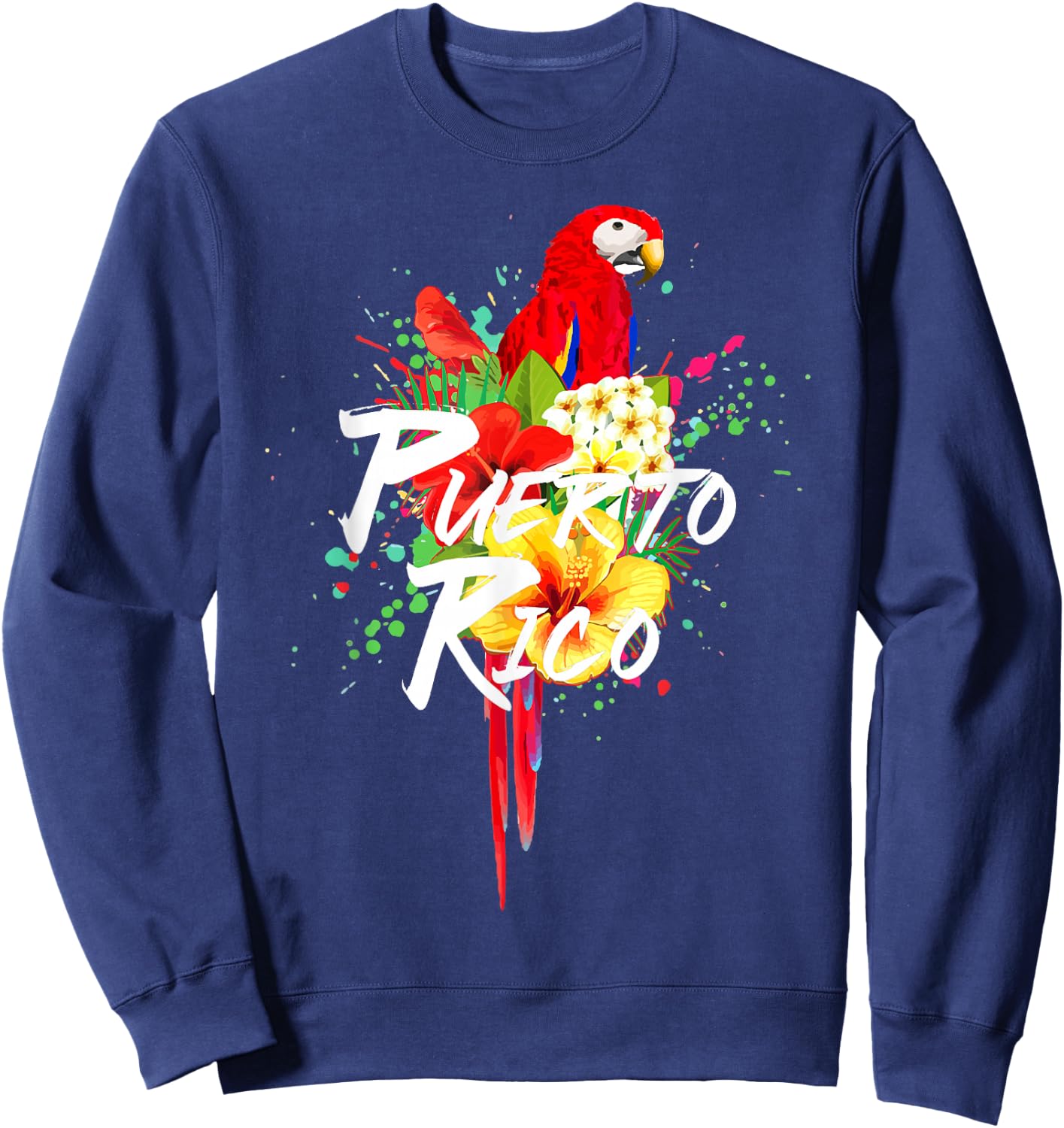 Puerto Rico Rican Parrot Colourful Boricua Souvenir Vintage Sweatshirt - Sweatshirt | Navy