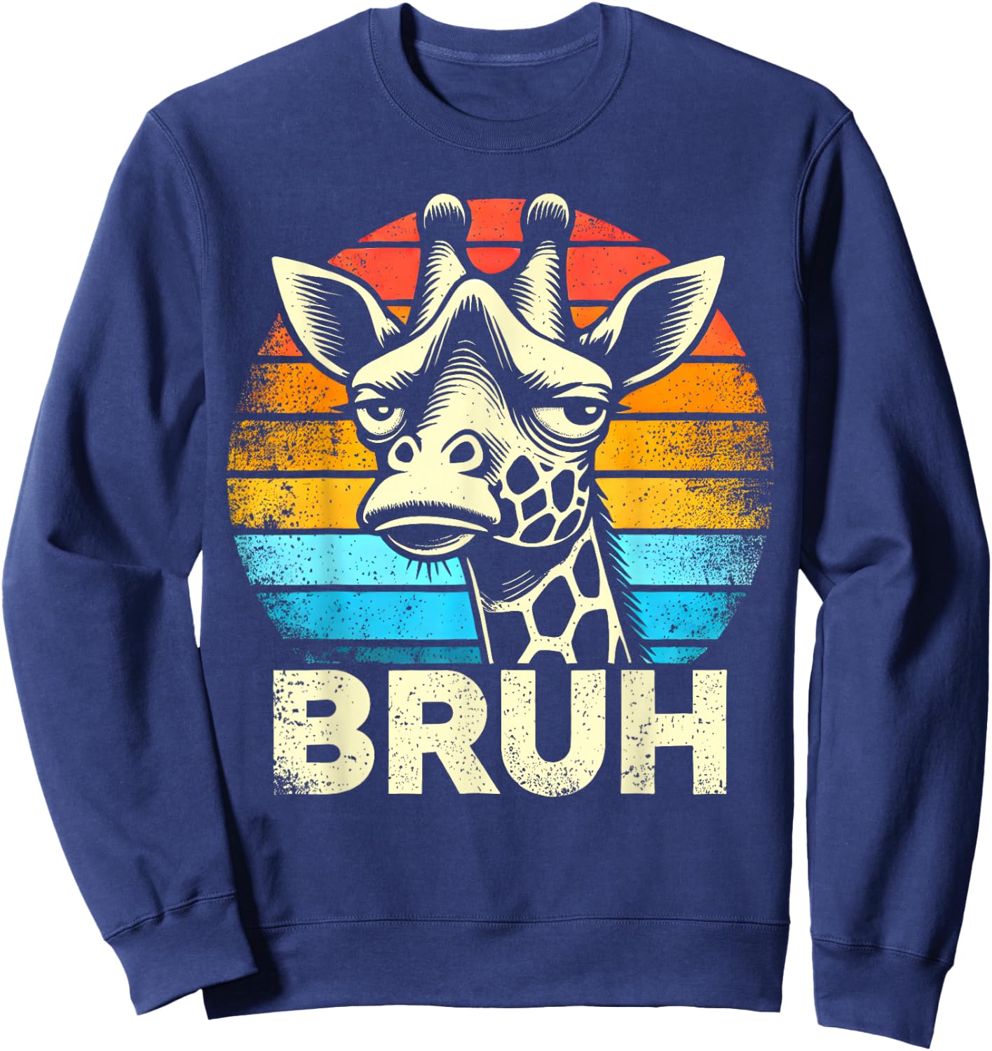 Funny Graphic Meme Giraffe Bruh for Boys Girls Men Women Sweatshirt - Sweatshirt | Navy