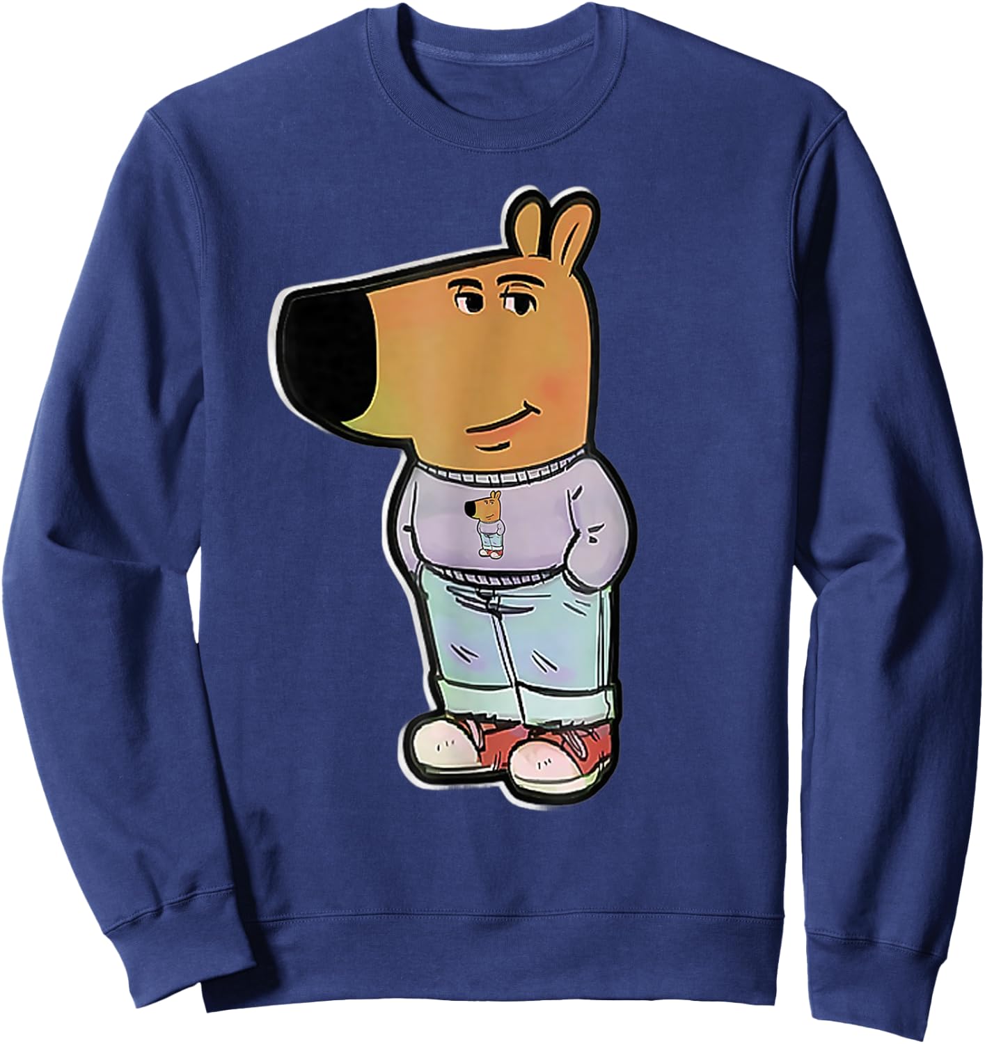 My new character DOUBLE Stylish chill guy meme Sweatshirt - Sweatshirt | Navy
