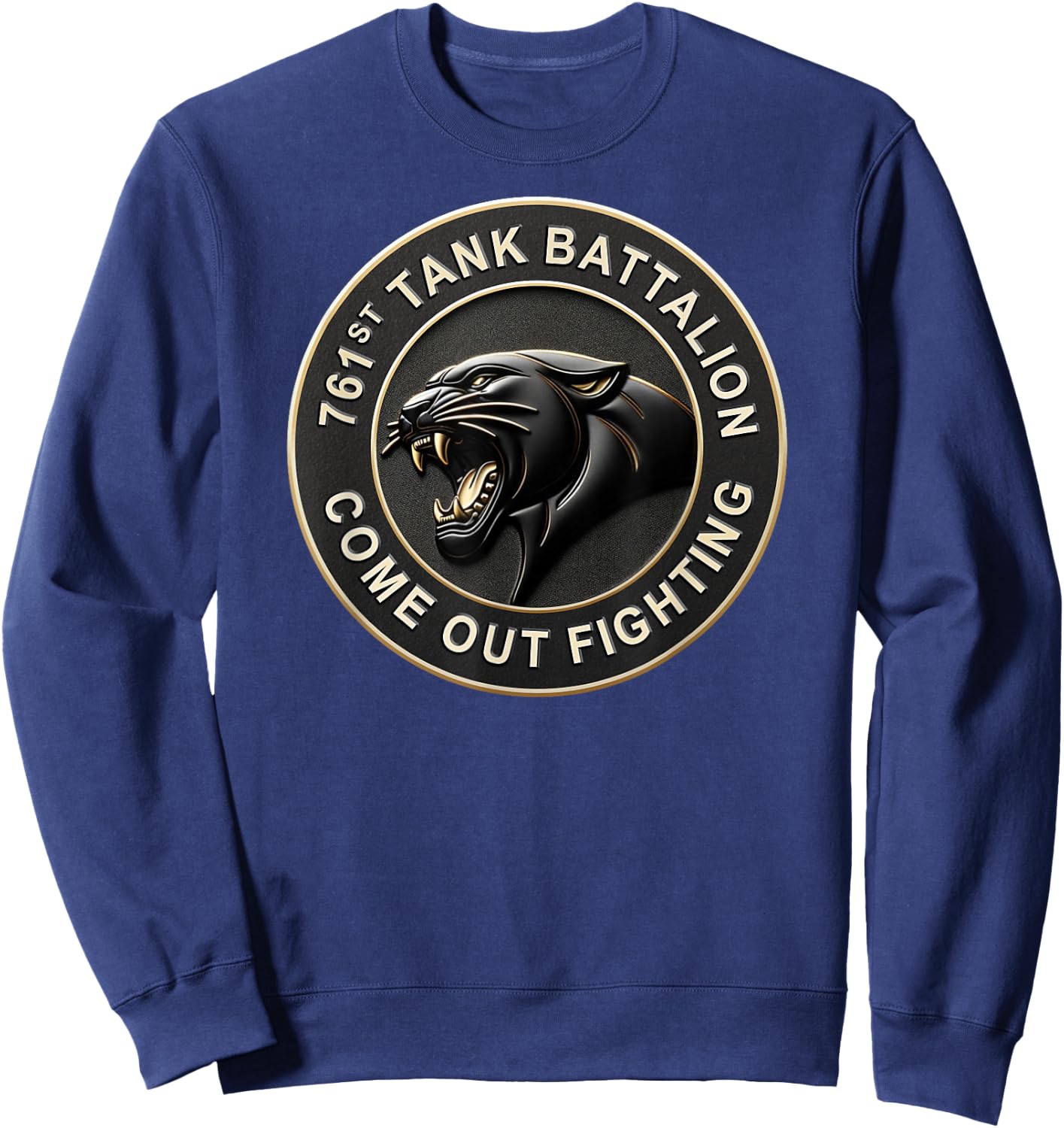 761st Tank Battalion Black Panthers WW2 Emblem Design Remix Sweatshirt - Sweatshirt | Navy