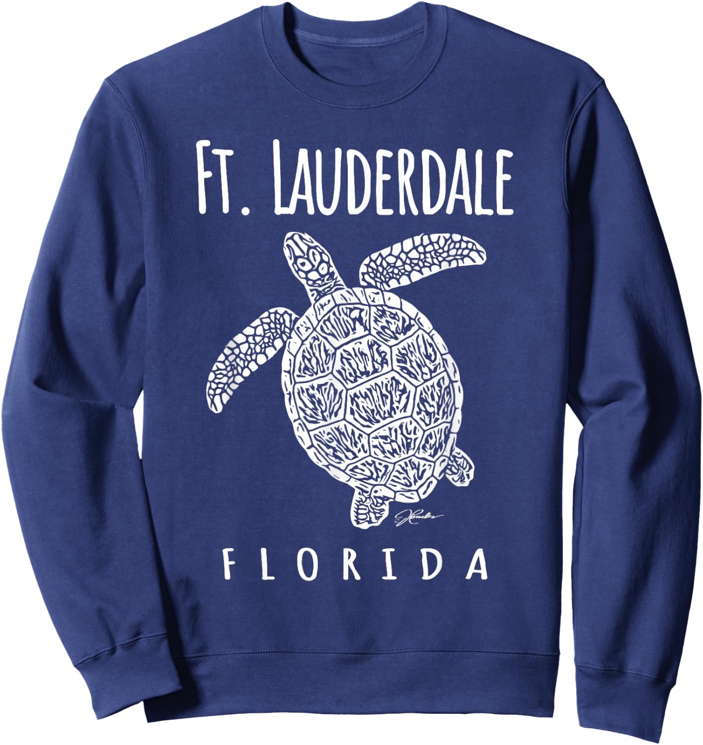 JCombs: Ft. Lauderdale, FL, Sea Turtle, Beach Sweatshirt - Sweatshirt | Navy