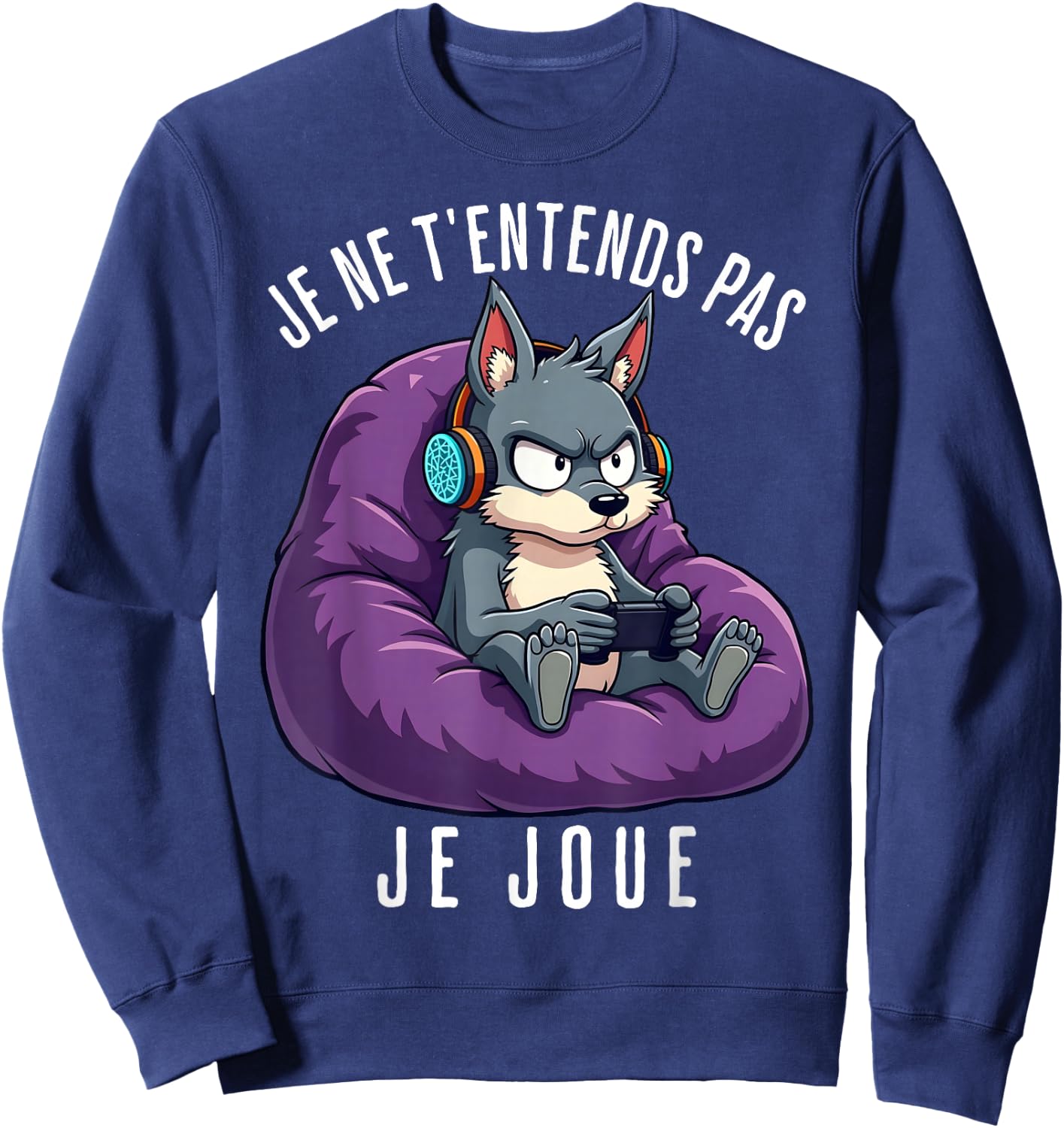 Funny Wolf Gamer Funny Man Boy , Black, S Sweatshirt - Sweatshirt | Navy