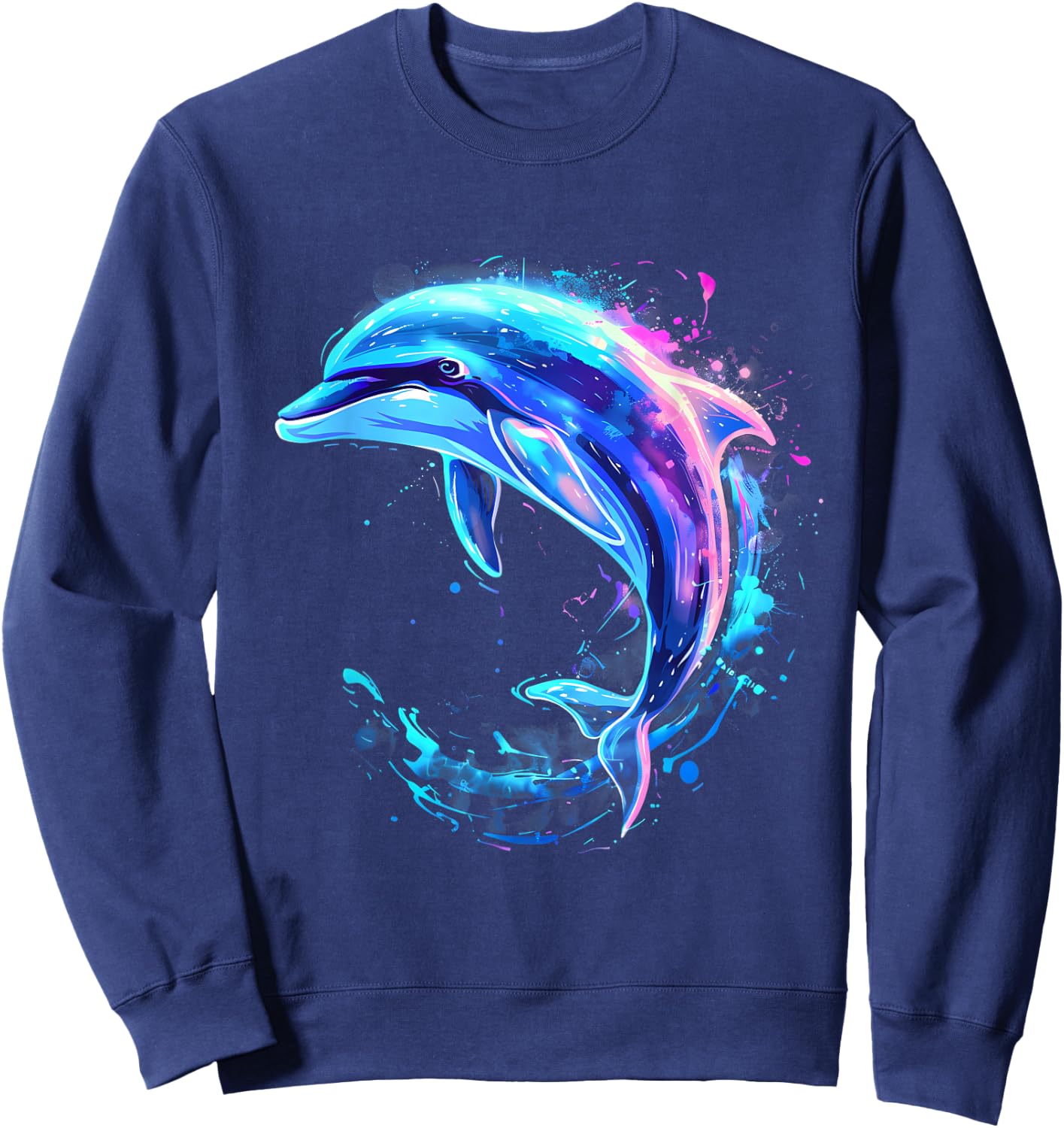 Sea Ocean Animal Art Dolphin Sea Ocean Dolphin Artwork Ocean Sea Animal Lover Black S Classic Sweatshirt - Sweatshirt | Navy