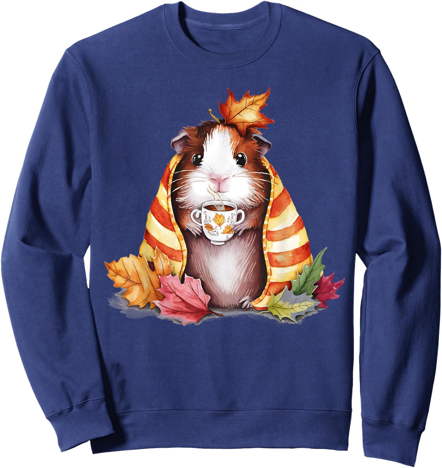 Autumn Guinea Pig In A Blanket Fall Coffee Cup Fall Vibes Sweatshirt - Sweatshirt | Navy